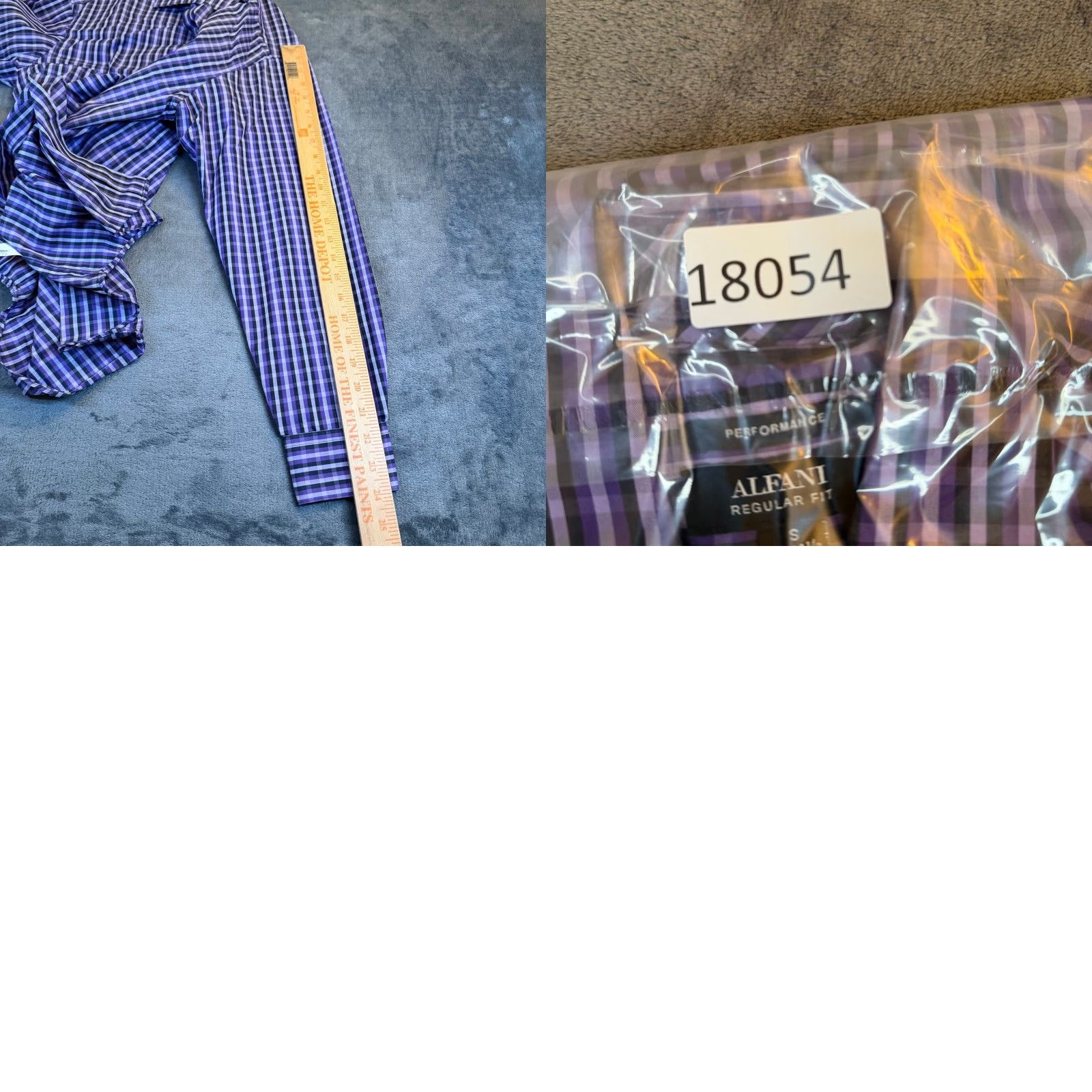 Alfani Alfani Dress Shirt Purple Black Gingham Check Mens Small Regular Fit Shirt Size 36R - 8 Thumbnail