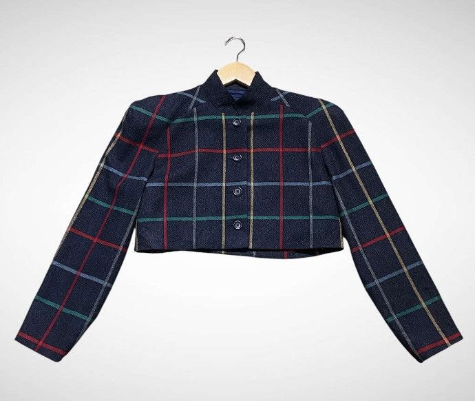 Japanese Brand Vintage Miss Ashida Plaid Cropped Wool Blend Bolero Jacket Size M / US 6-8 / IT 42-44 - 3 Thumbnail