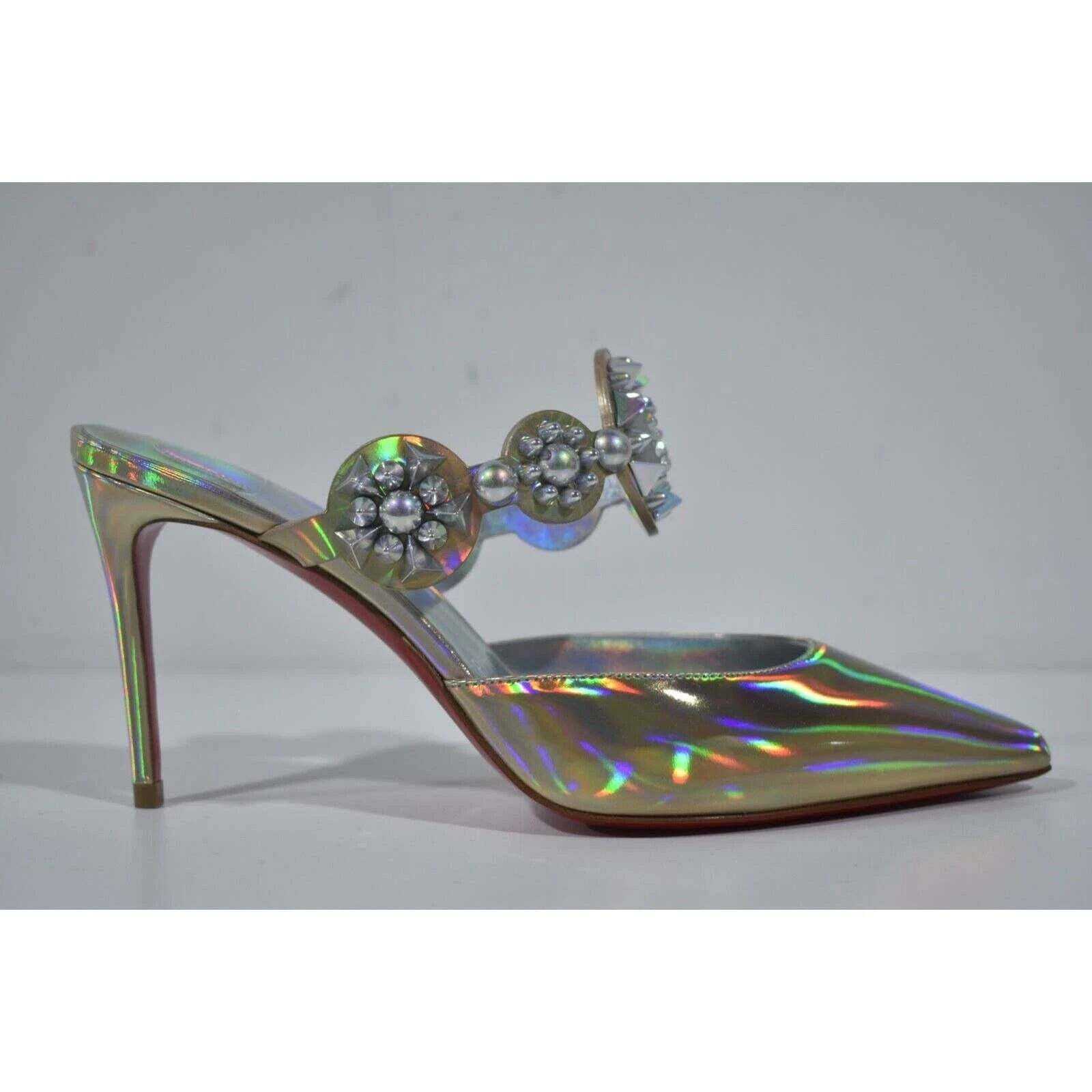 Christian Louboutin Miss Goldora 85 Gold AB Backless Sandal Mule Heel Pump 36 Size US 6 / IT 36 - 2 Thumbnail