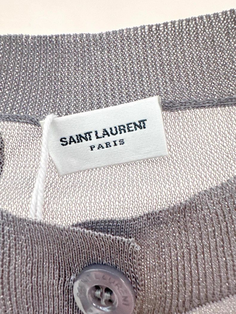 Saint Laurent Paris Saint Laurent Paris Grey see-through cardigan shirt Size US L / EU 52-54 / 3 - 3 Thumbnail