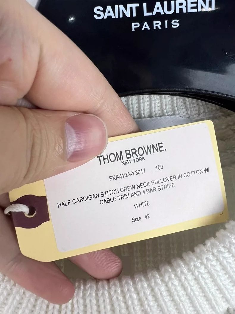 Thom Browne Thom Browne White crewneck knit sweater Size US XS / EU 42 / 0 - 4 Thumbnail