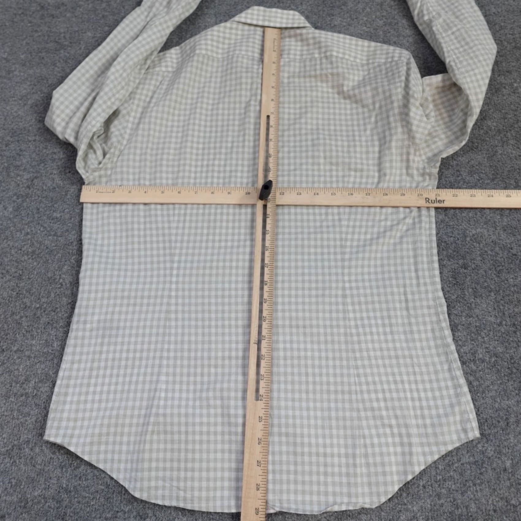 John Varvatos John Varvatos Shirt M Plaid Long Sleeve Lightweight 100% Cotton Beige Mens Button-Up Size US M / EU 48-50 / 2 - 6 Thumbnail