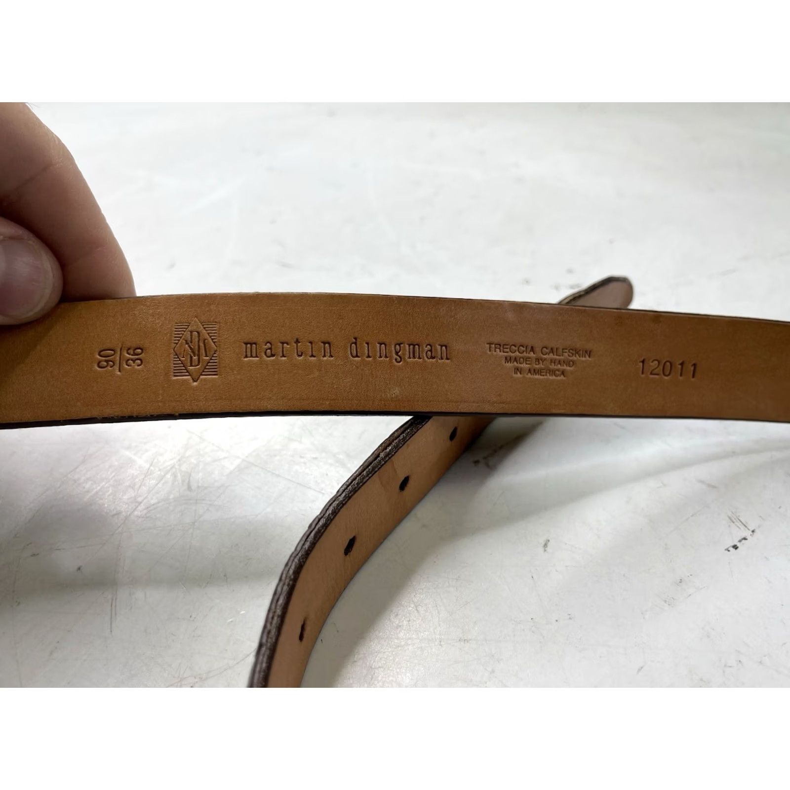 Vintage Martin Dingman Belt Mens 36 Brown Treccia Calfskin Woven Leather Made USA Belt Buckle US HandMade Vintage No Regular Mens 36 Brown Leather USA Belt Size 36 - 2 Thumbnail