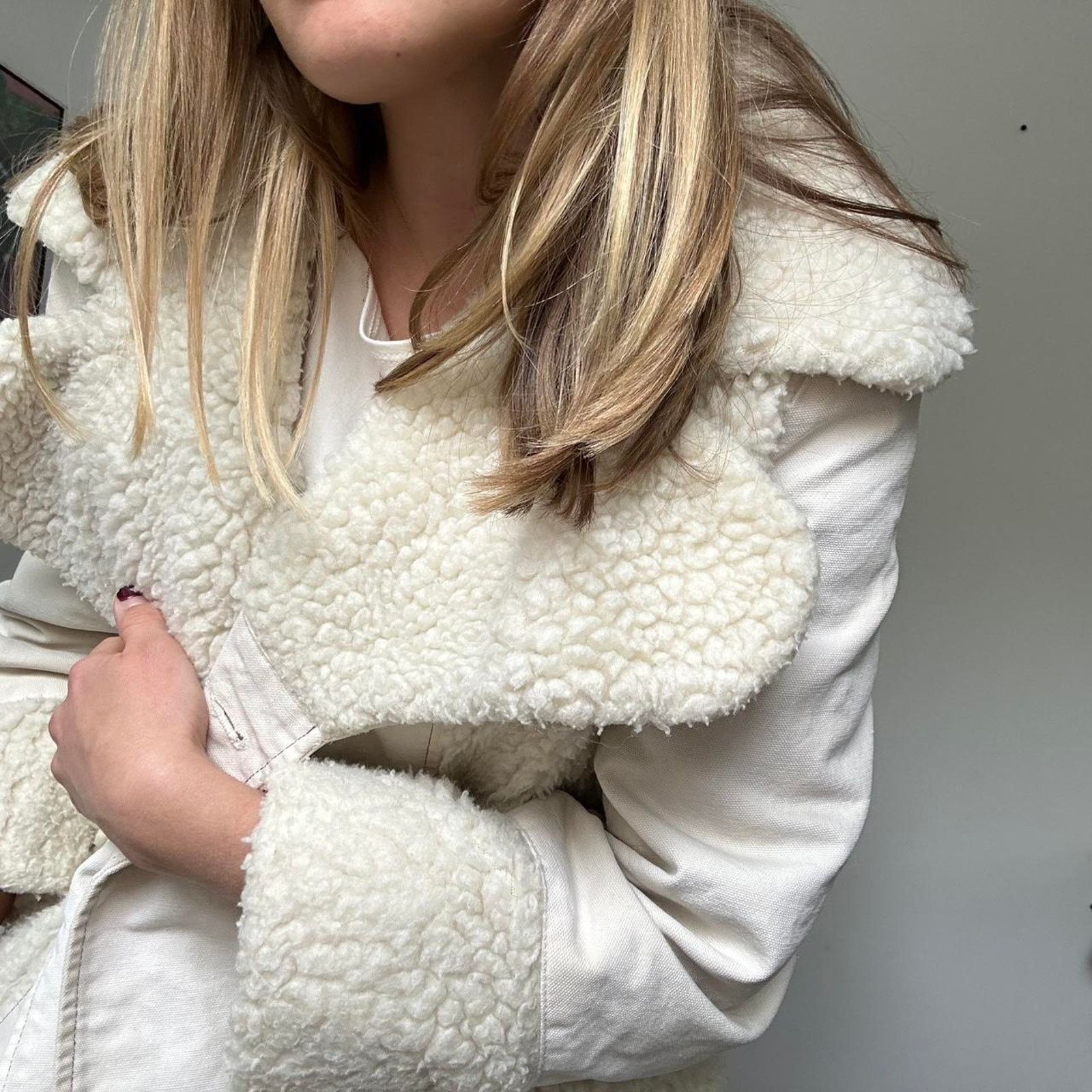 Other Vintage White Sherpa and Denim Coat (M) Size M / US 6-8 / IT 42-44 - 6 Thumbnail