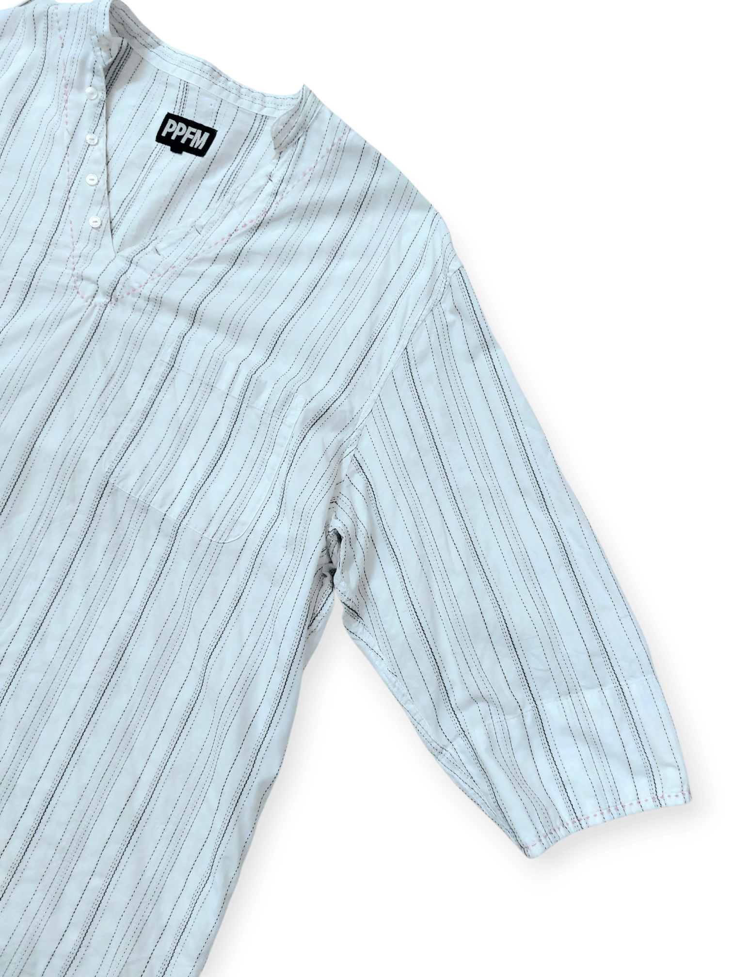 PPFM PPFM Striped V-neck Relaxed Cotton Shirts Size US M / EU 48-50 / 2 - 8 Thumbnail