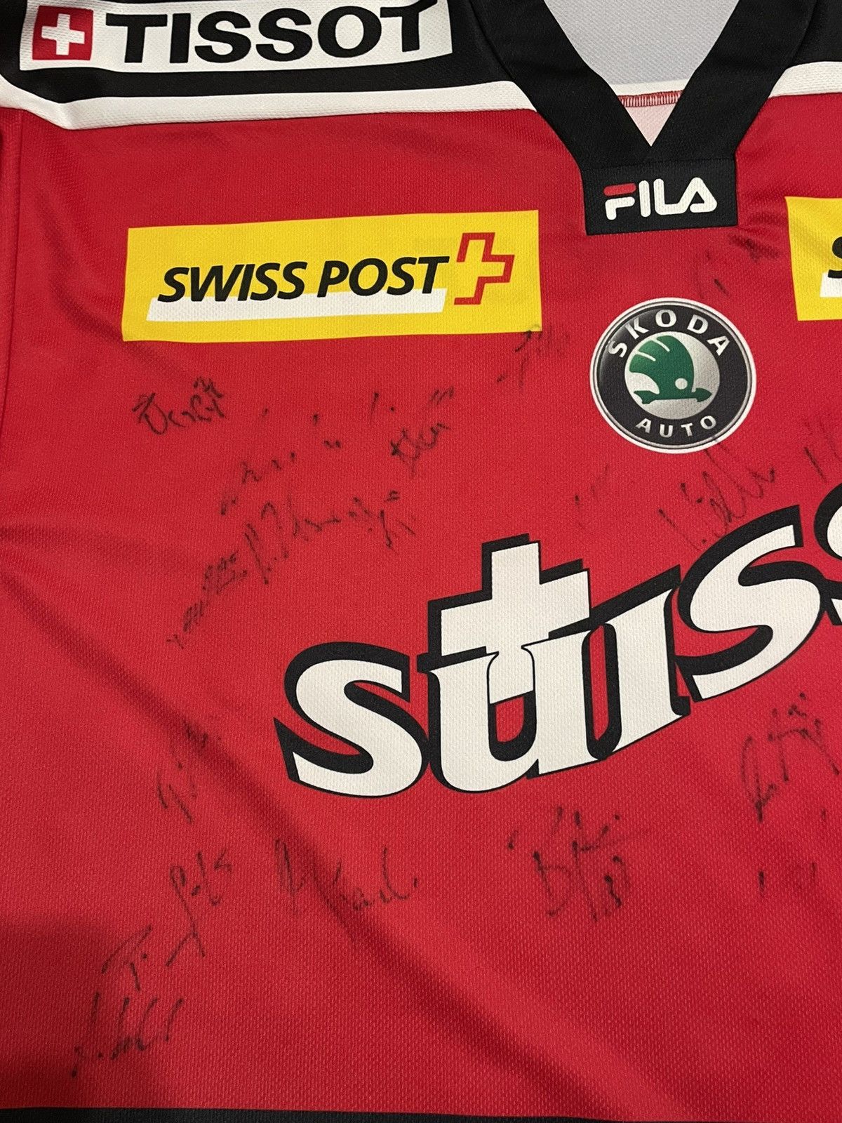 Vintage Sick Vintage Fila Suisse Signed Hockey Jersey Tissot Supreme Size US XL / EU 56 / 4 - 15 Thumbnail