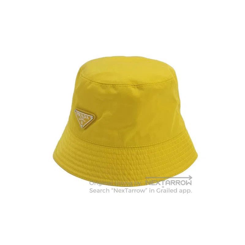 Prada Prada Yellow Triangle Logo Bucket Hat. Size ONE SIZE - 1 Thumbnail
