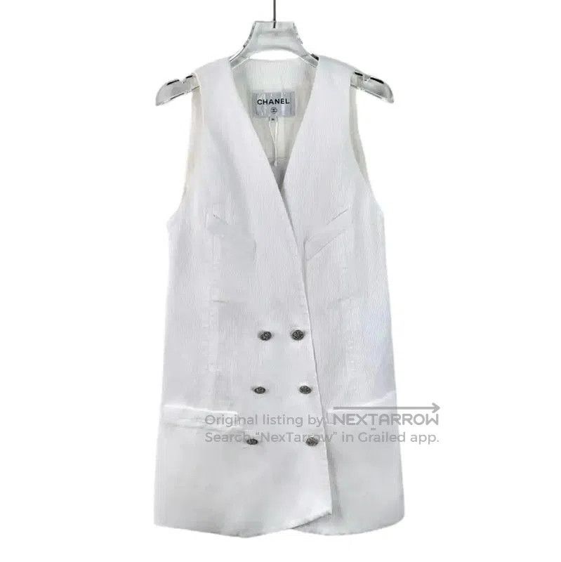 Chanel Chanel White Cotton Sleeveless Dress XS . Size XS / US 0-2 / IT 36-38 - 1 Thumbnail
