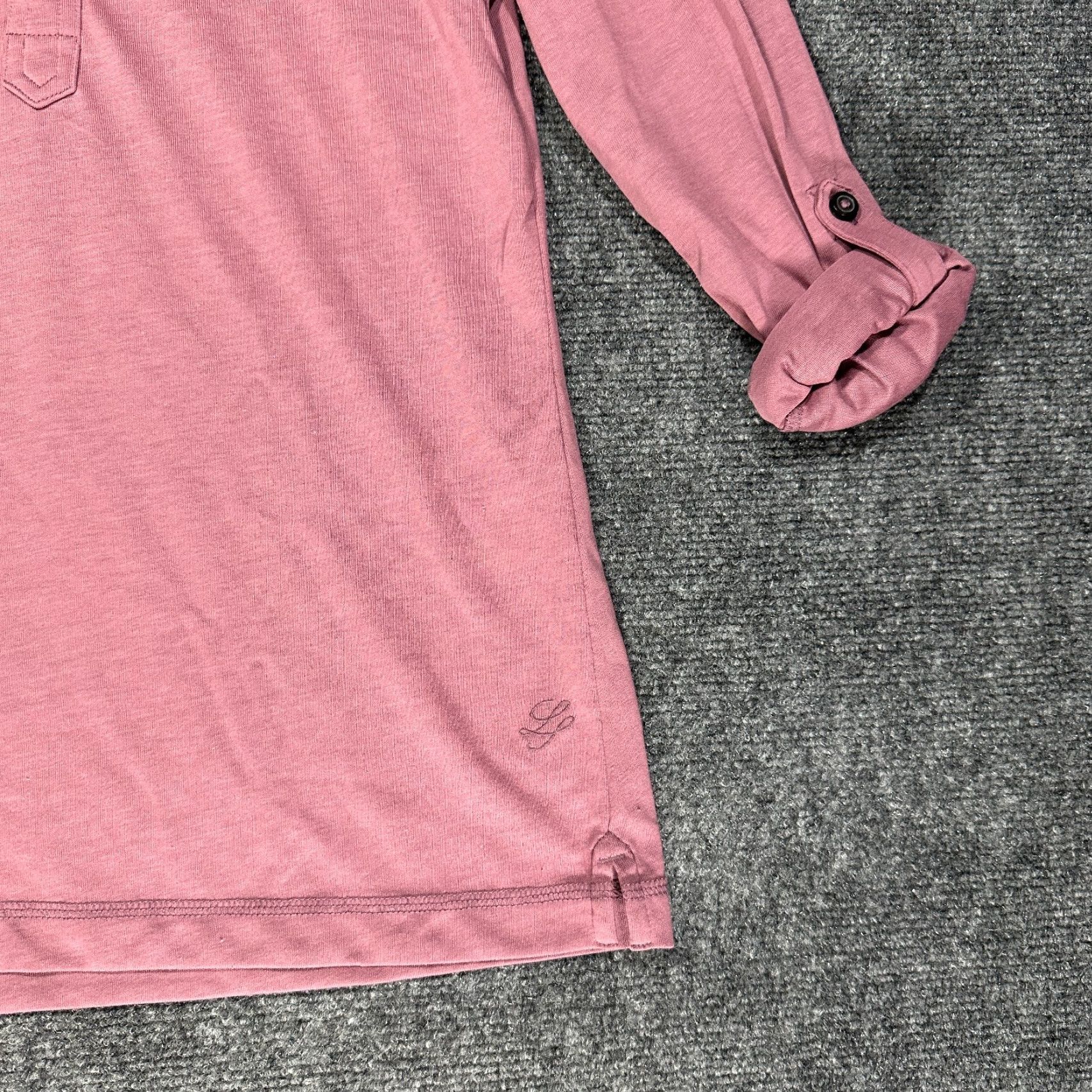 Vintage Linksoul Polo Shirt Mens S Long Sleeve Mauve Pink Knit Split Hem Roll Tab Shirt Mens S Pink Knit Polo Size US S / EU 44-46 / 1 - 2 Thumbnail