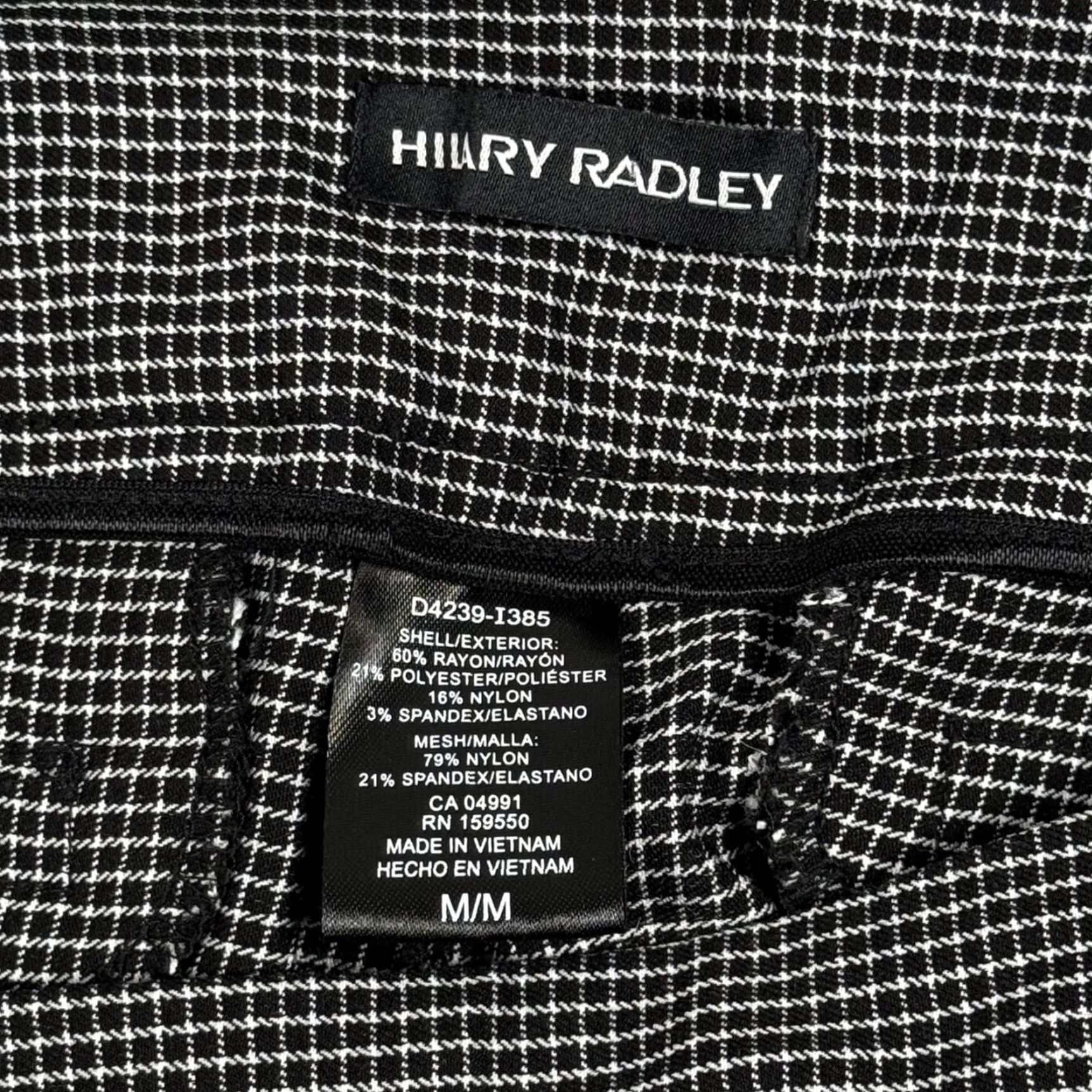 Vintage Hillary Radley Pants M Black Gingham Check Straight Leg Pull On Workwear Casual Dress Pants Womens Regular Size 32" / US 10 / IT 46 - 6 Thumbnail