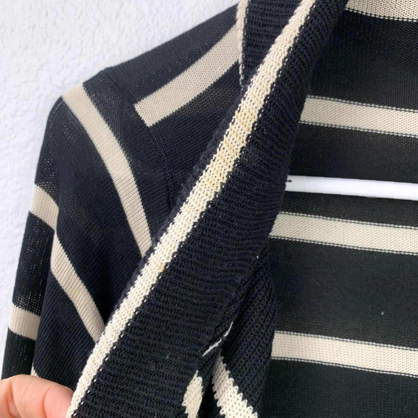 White House Black Market White House Black Market Cardigan Open Front Striped Knit Lightweight L Regular Womens Size L / US 10 / IT 46 - 4 Thumbnail