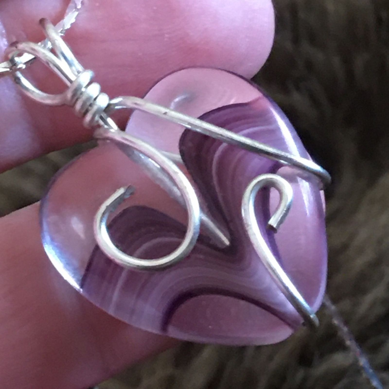 Handmade Hand crafted heart glass pendant on chain necklace Size ONE SIZE - 7 Thumbnail