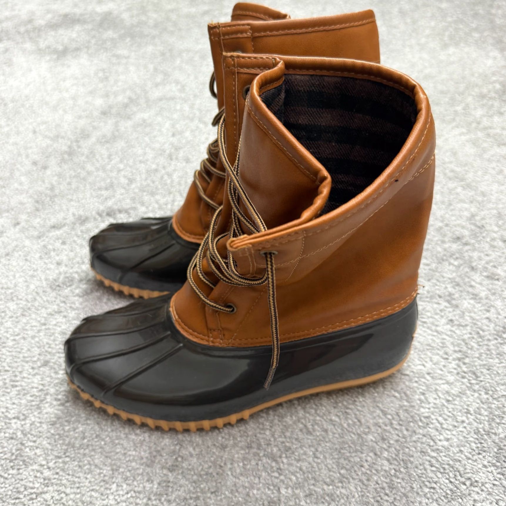 VINTAGE Sporto Women's Boots Casual Waterproof Mid-Calf Brown Faux