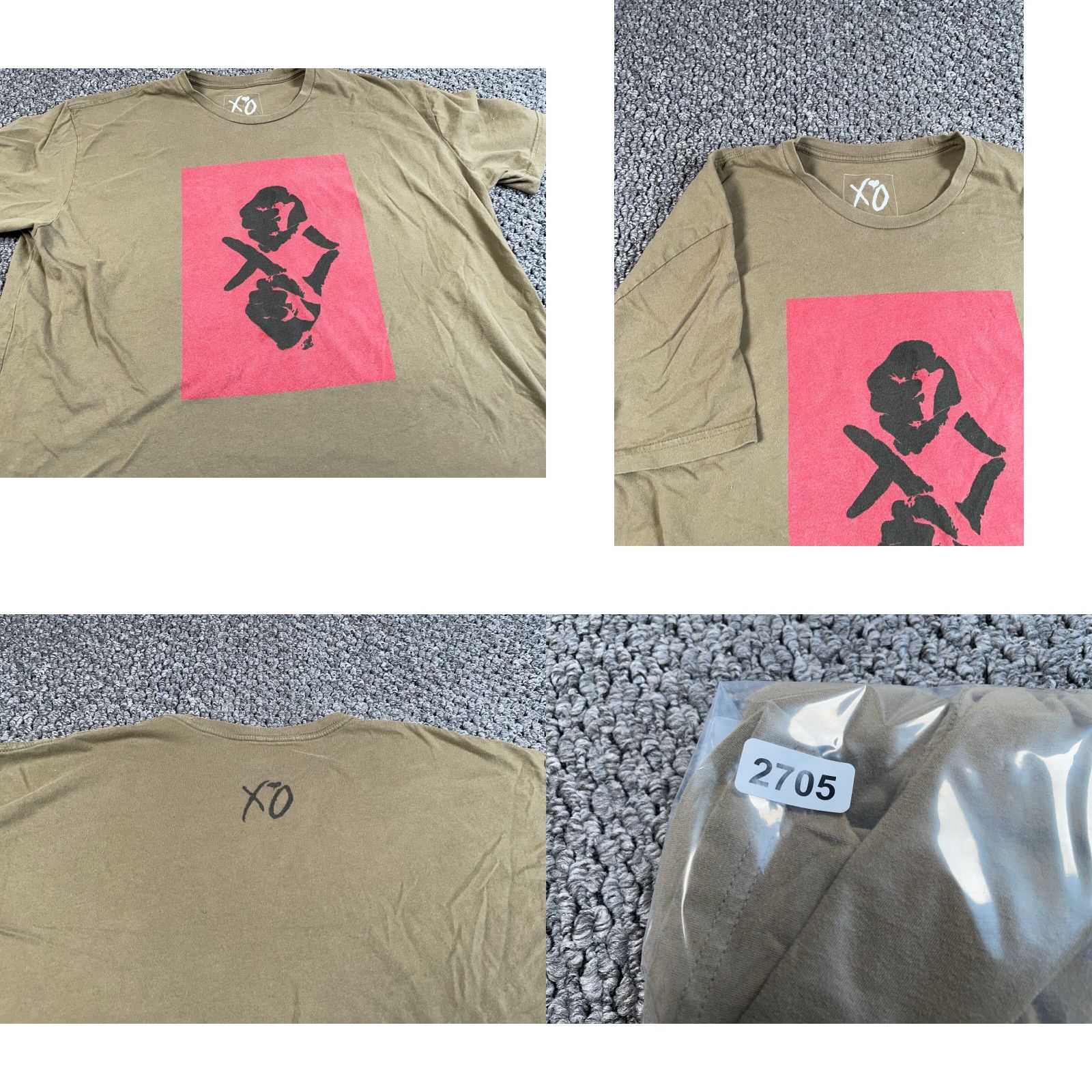 Olive VINTAGE XO Weeknd Graphic T-Shirt Men Adult 2XL Olive Green Short Sleeve Music Hip Hop Official Size US XXL / EU 58 / 5 - 8 Thumbnail