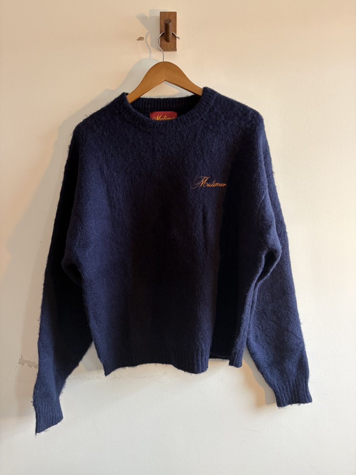 Mutimer Mutimer Shaggy Mohair Knit Navy M | Grailed