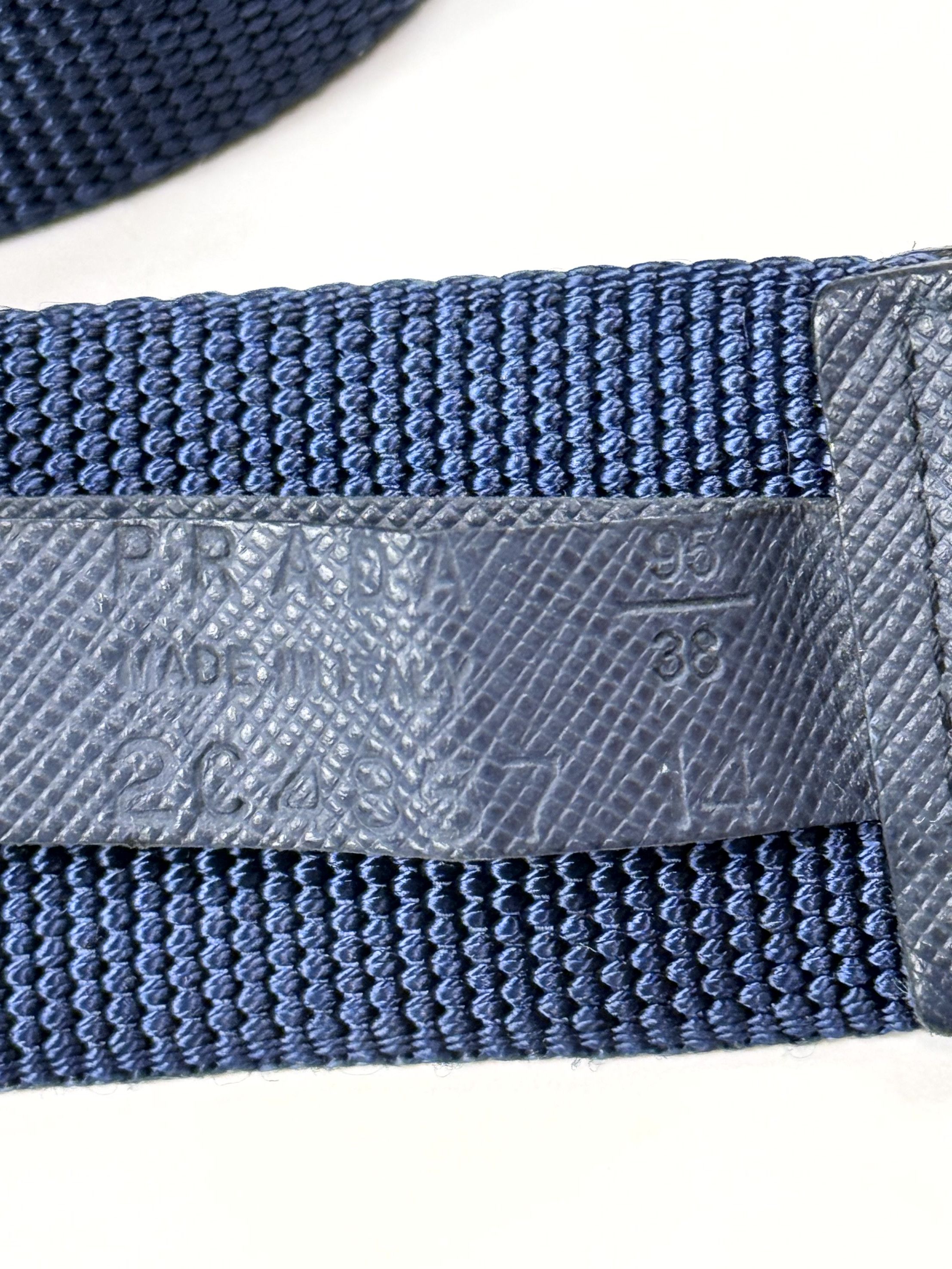 Prada Prada Logo Adjustable Navy Blue Web Belt Size 95/38 Size ONE SIZE - 3 Thumbnail