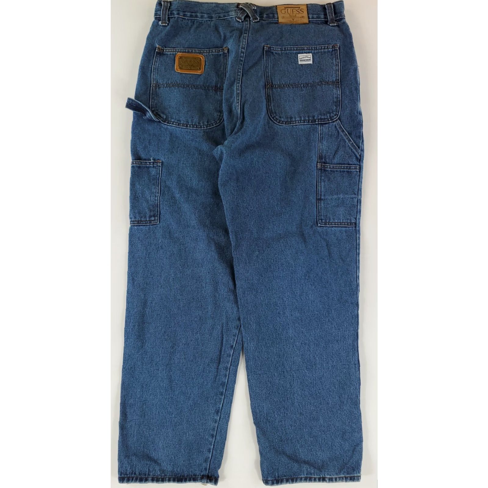 Guess VINTAGE Guess Jeans VTG 90s Carpenter Made USA Blue Baggy Mens 36 Wide-Leg 36x32 Official USA Made Mens Baggy Carpenters Jeans Size US 36 / EU 52 - 5 Thumbnail