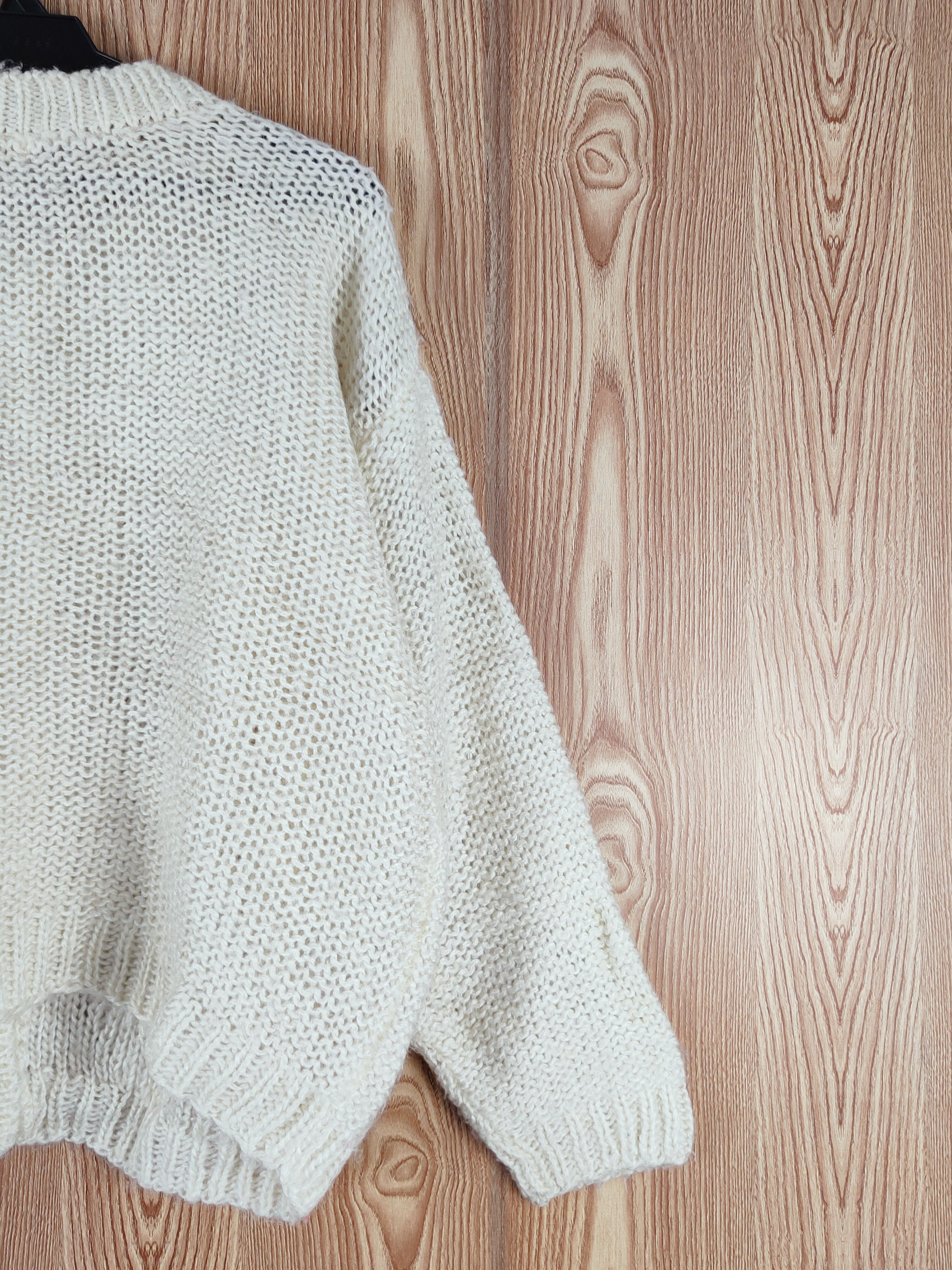 Japanese Brand Pop Box Ivory meshnet vintage Knitwear Cardigan #W065 Size L / US 10 / IT 46 - 9 Thumbnail