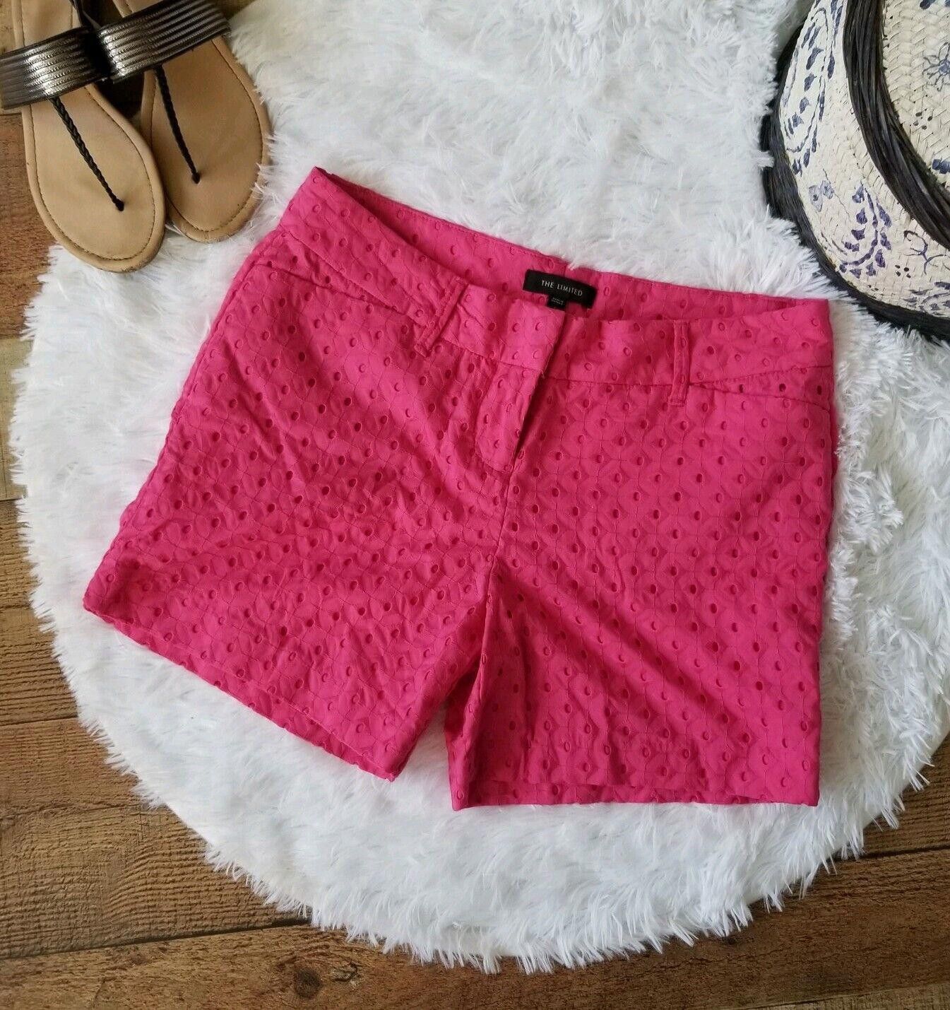 Designer The Limited Shorts 6 Pink Lace Cut Outs Flat Front Size 28" / US 6 / IT 42 - 1 Thumbnail
