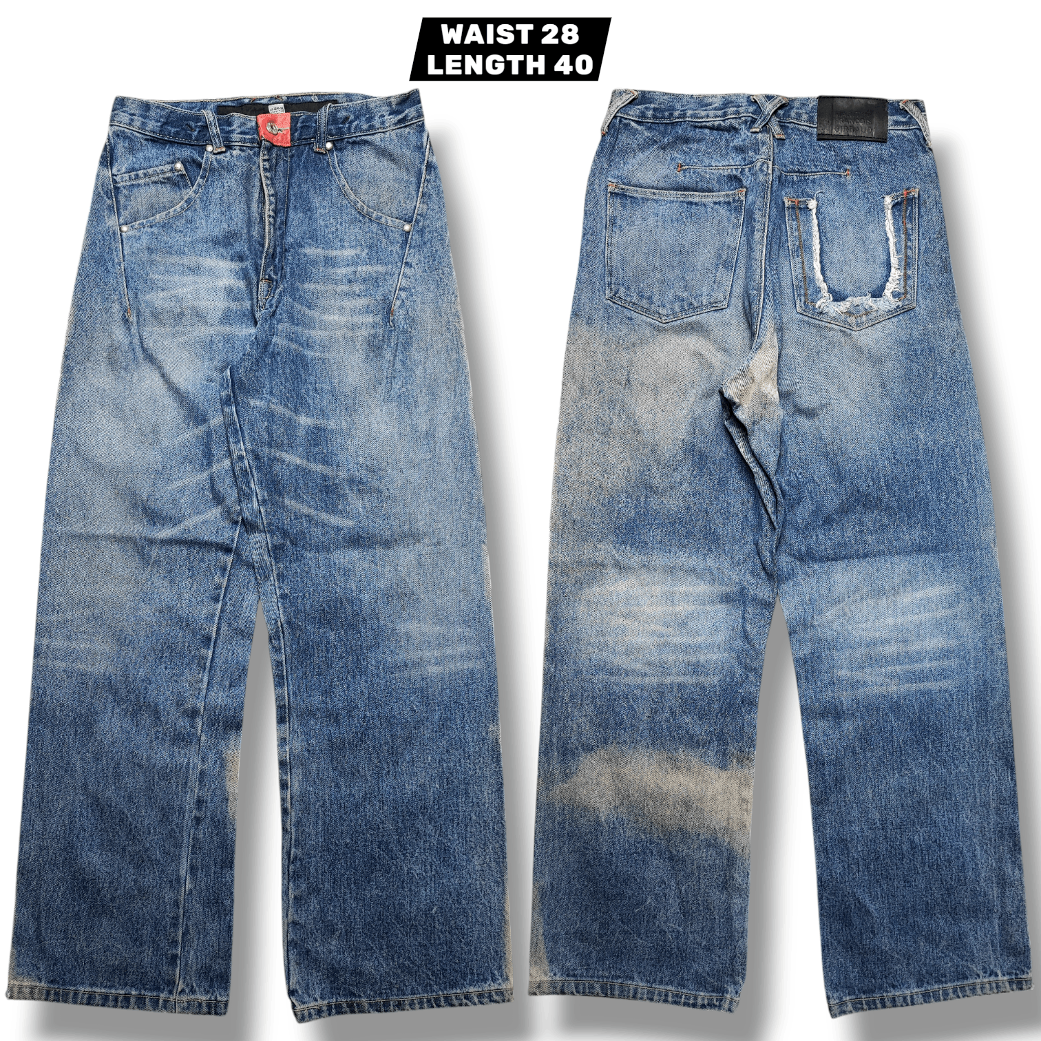 Marithe + Francois Girbaud Vintage MFG Trash Distress Grunge Erd Chrome Baggy Wide Leg Size US 28 / EU 44 - 1 Thumbnail