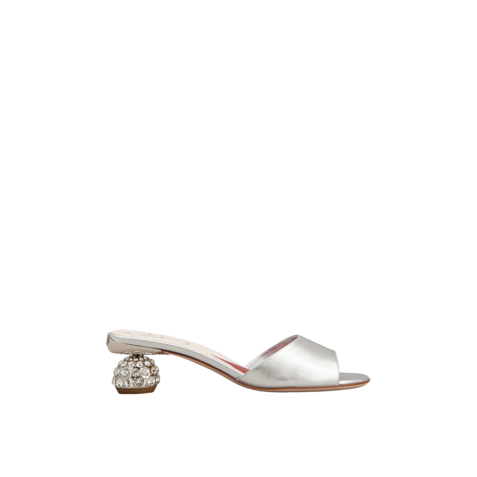 ROGER VIVIER $1195 Silver Jewel Heel And Nappa Leather 50mm