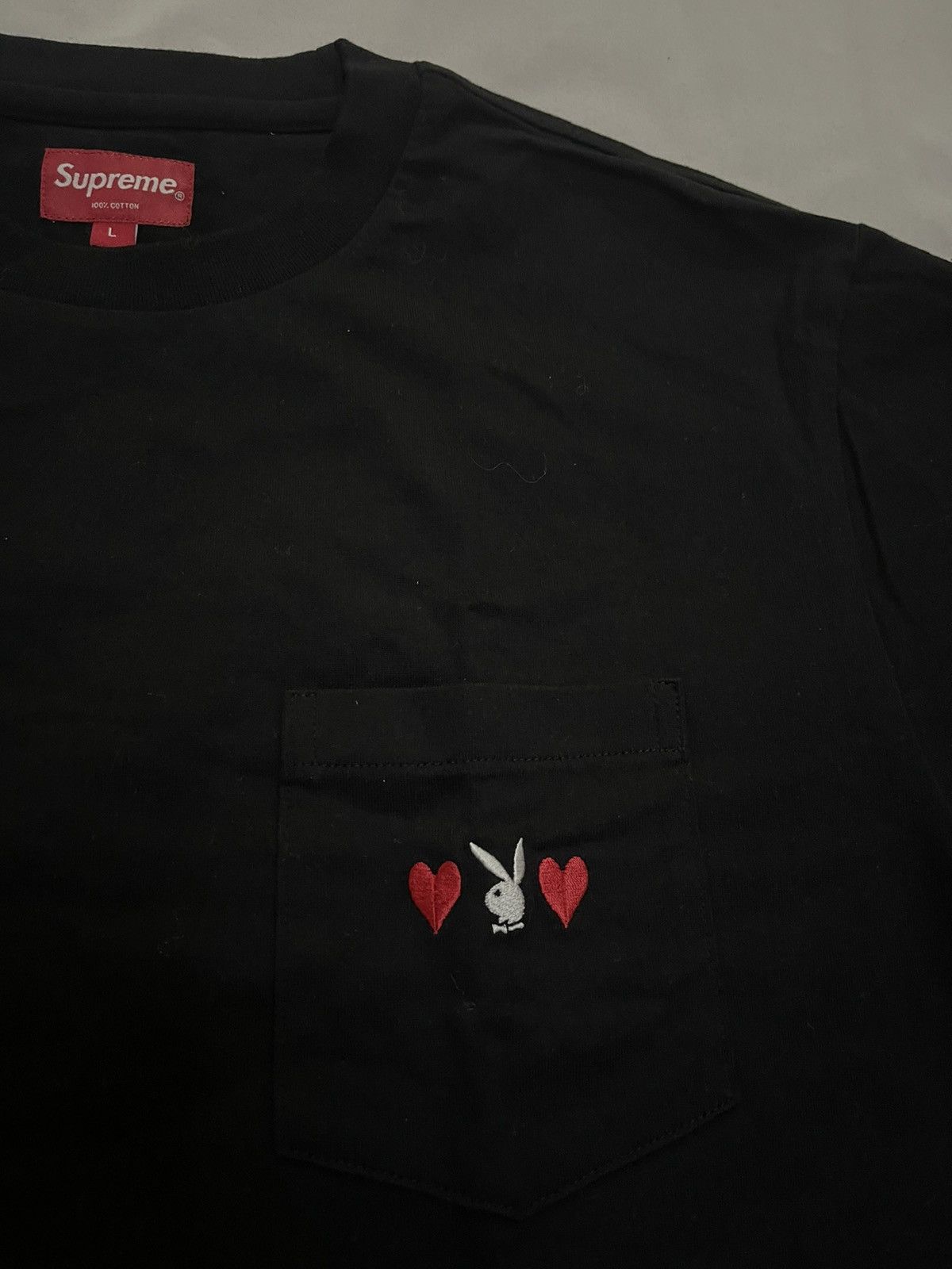 Supreme playboy pocket tee black large
