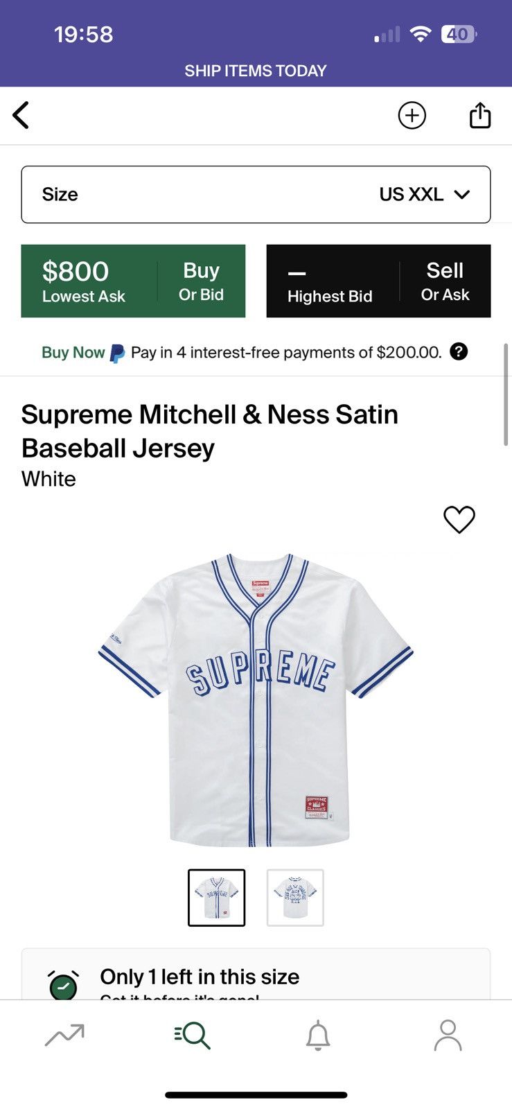 Supreme Supreme Satin Baseball Jersey 2XL Size US XXL / EU 58 / 5 - 9 Thumbnail