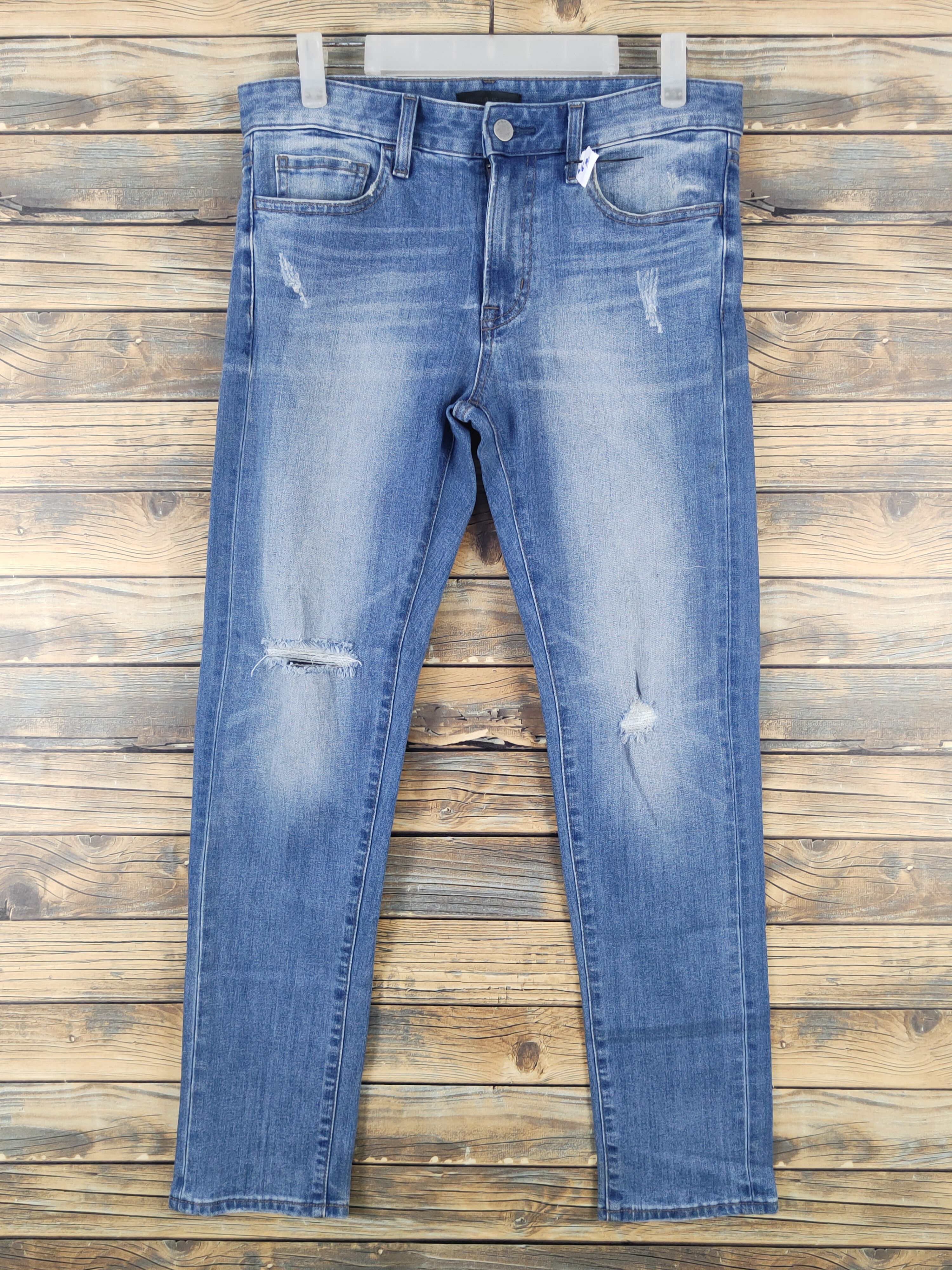 Japanese Brand Uniqlo japan Blue Distressed Ripped denim Jeans #W1699 Size US 32 / EU 48 - 1 Thumbnail