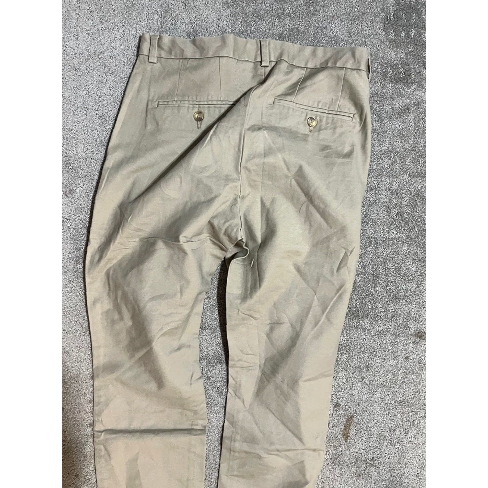 H&M H&M Men Pants 33R Beige Cotton Straight Leg Slim Fit Flat Front Chino Men Size US 33 - 4 Thumbnail
