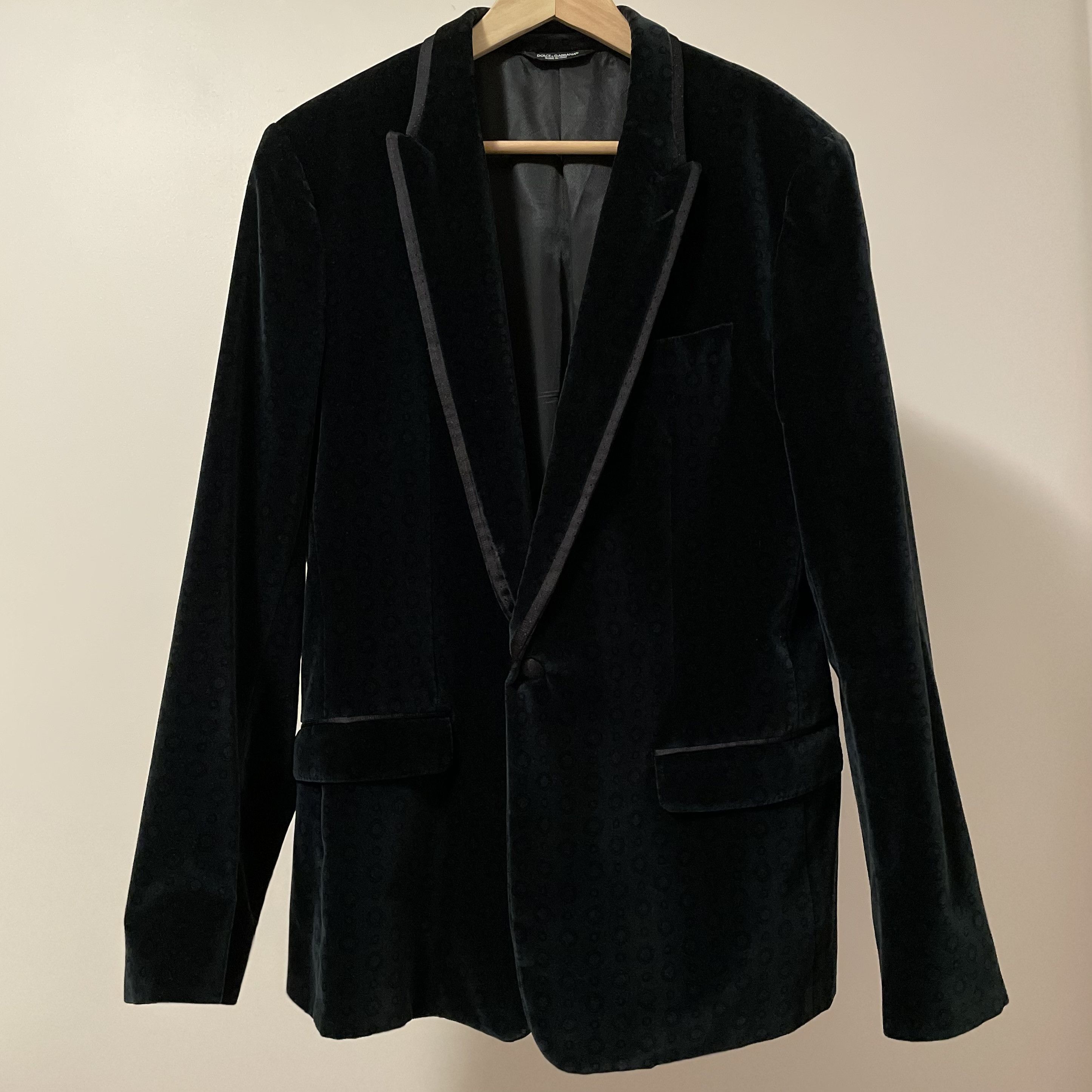 Dolce & Gabbana D&G Velvet Jacket in Emerald Green with Patterns Size 52R - 2 Thumbnail