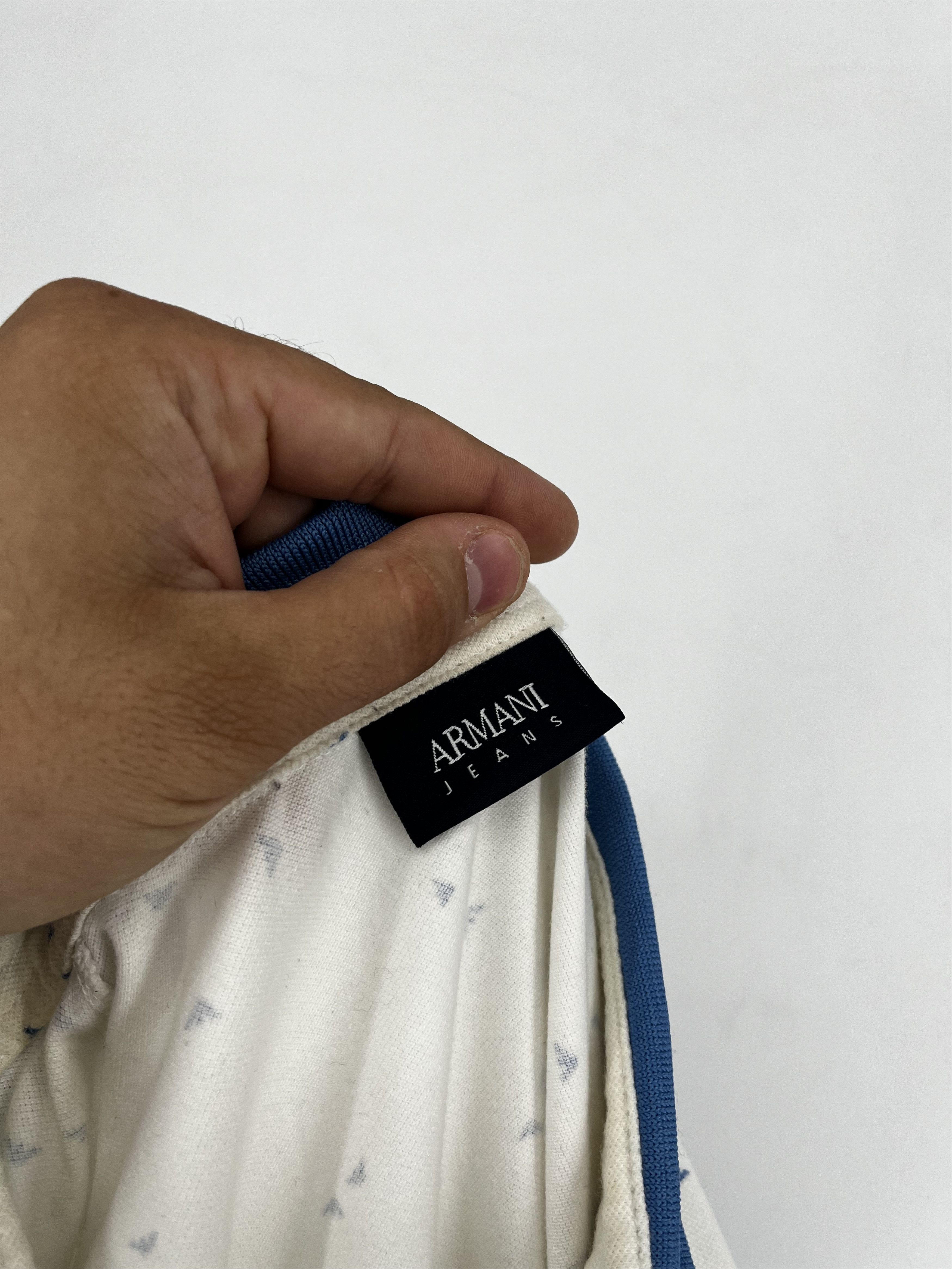 Armani Armani Jeans Monogram Logo Washed White Polo Size L Size US L / EU 52-54 / 3 - 9 Thumbnail