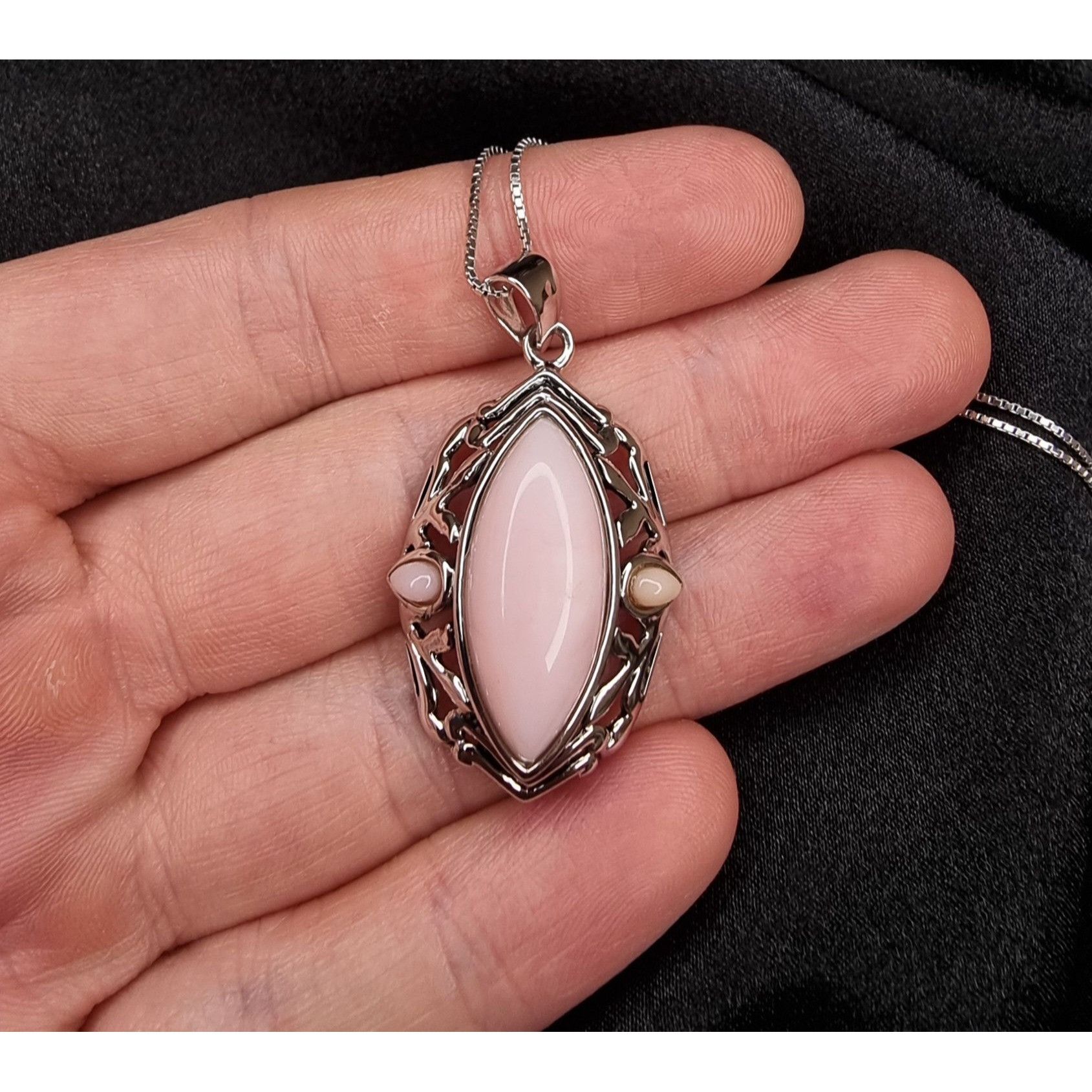 Other Pink Agate Pendant Necklace In Sterling Silver 925 BBJ Signe Size ONE SIZE - 4 Thumbnail