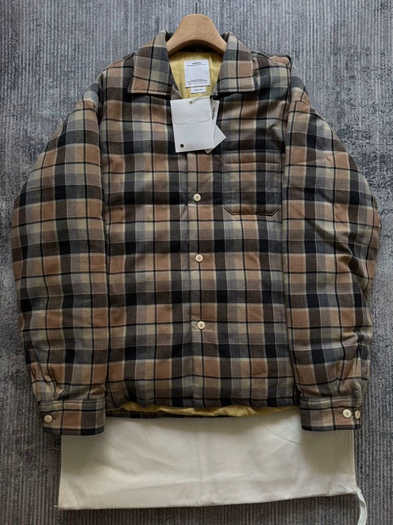 Visvim VISVIM KEESEY CHECK DOWN JACKET Beige | Grailed