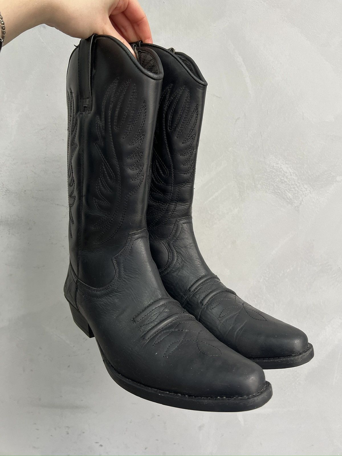 Western Rise Western style black guidi style cowboy boots y2k Size US 10 / EU 43 - 1 Thumbnail