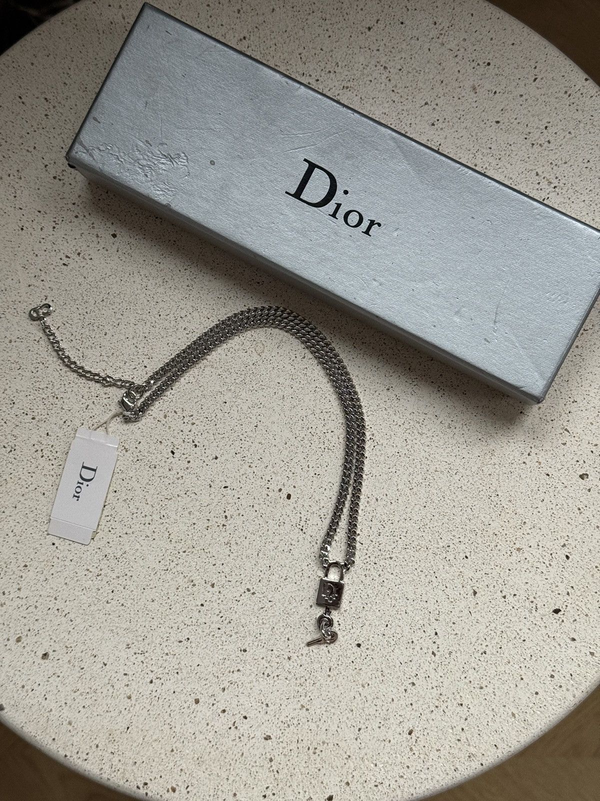 Dior Dior Vintage Cuban Link Silver Necklace Padlock Lock Keys Size ONE SIZE - 3 Thumbnail