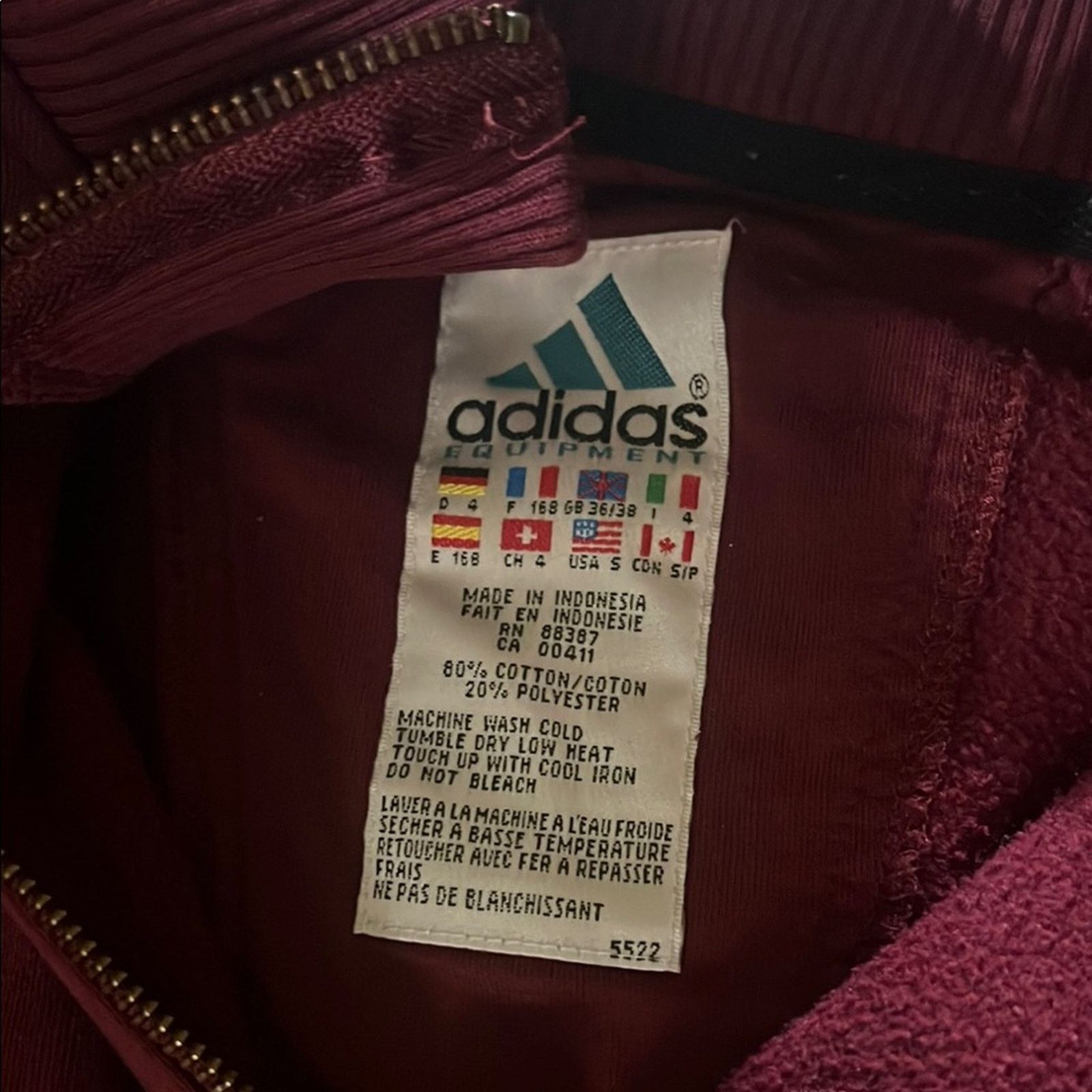 Adidas VNTG ADIDAS burgundy embroidered quarter zip pullover S Size S / US 4 / IT 40 - 2 Thumbnail