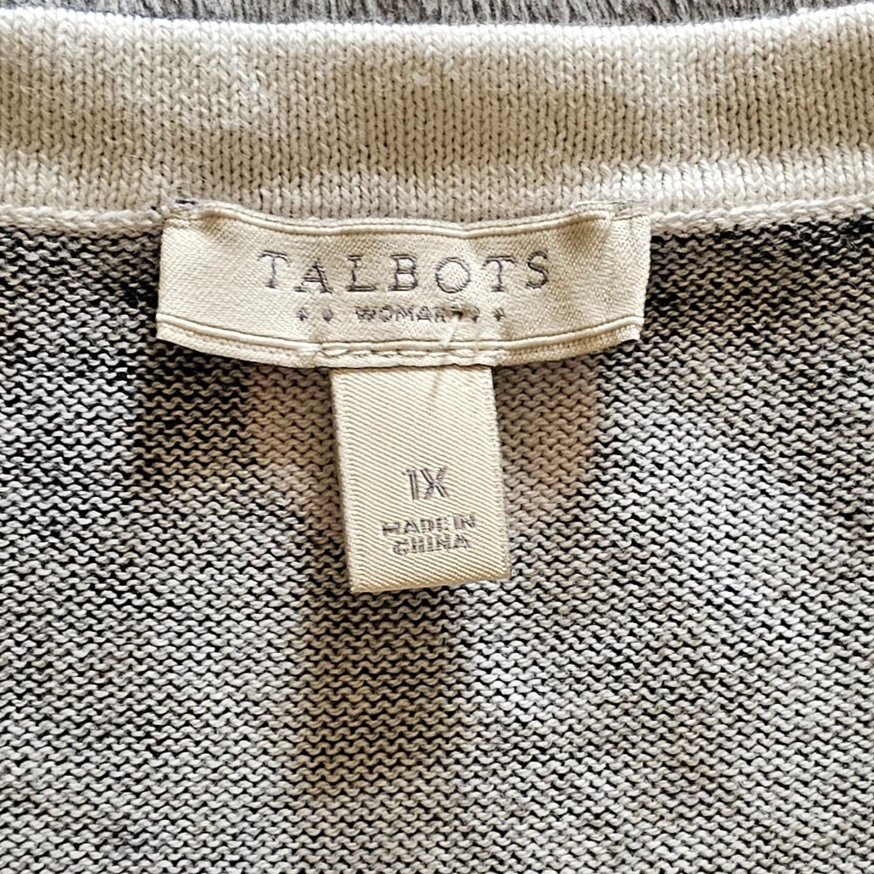 Talbots Talbots Blouse Womens 1X Blue Polka Dot Round Neck Long Sleeve Casual Career Knit 100% Cotton Ruffle Classic Size XL / US 12-14 / IT 48-50 - 3 Thumbnail