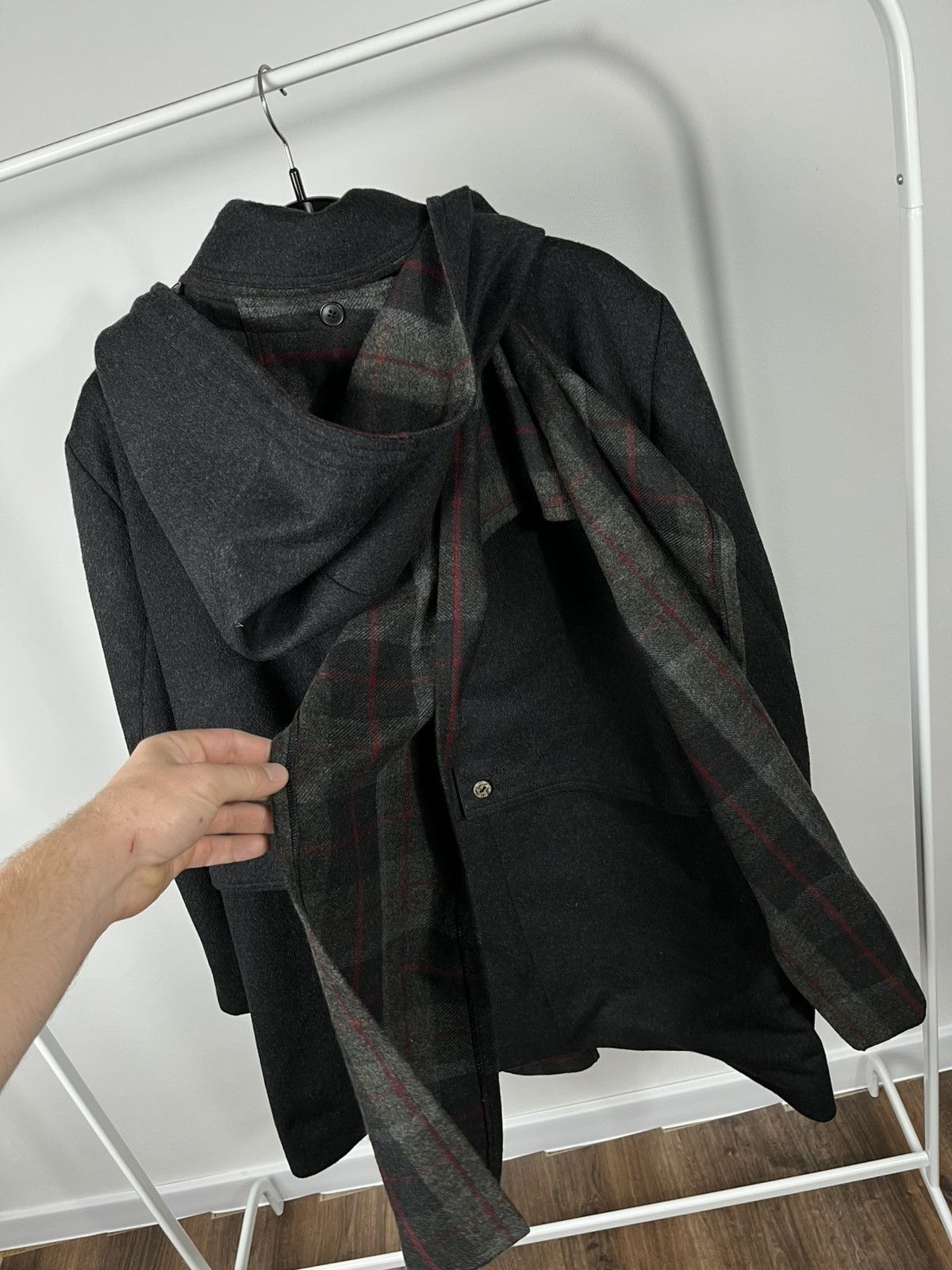 Other Men’s Wool Hooded Coat with Built-In Scarf Black Size US XL / EU 56 / 4 - 15 Thumbnail