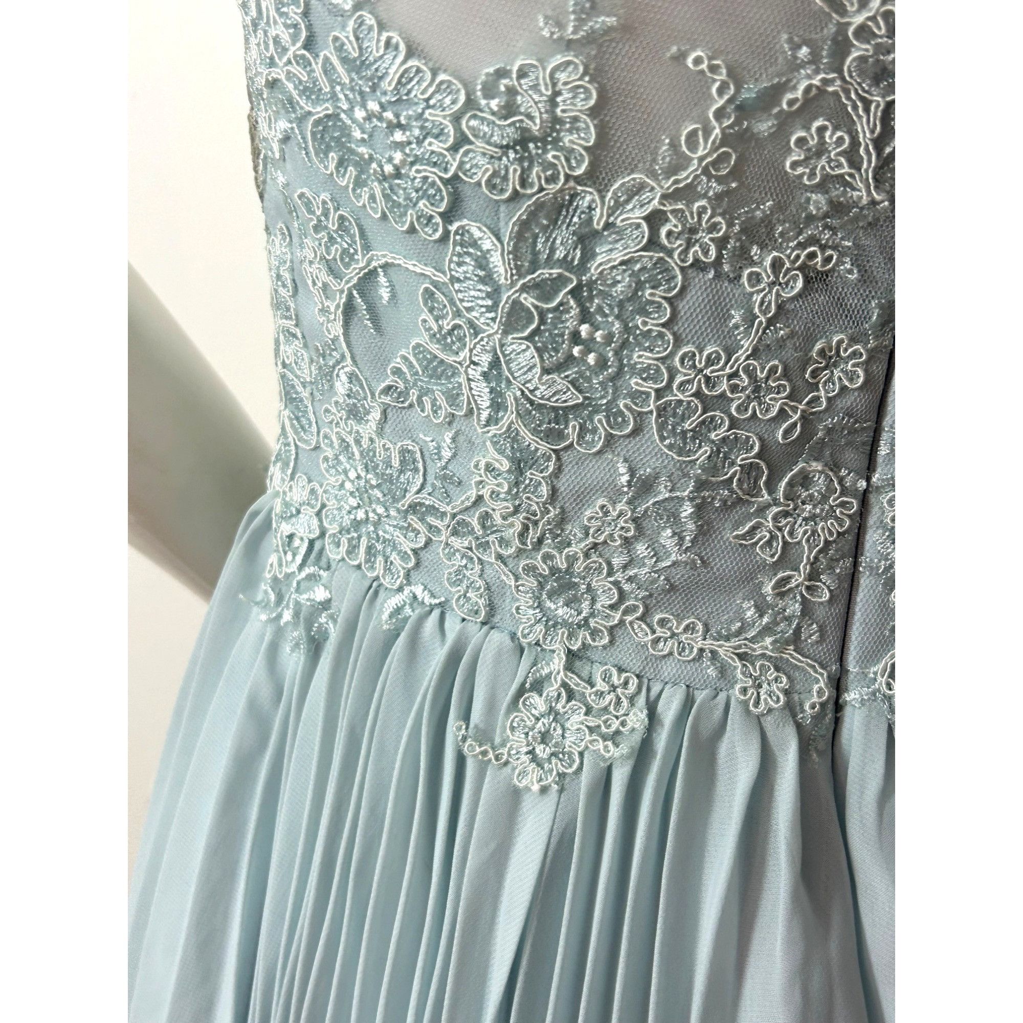 Other JJ’s House Cocktail Dress 4 Blue Green Lace Chiffon Pleats S Size S / US 4 / IT 40 - 12 Thumbnail