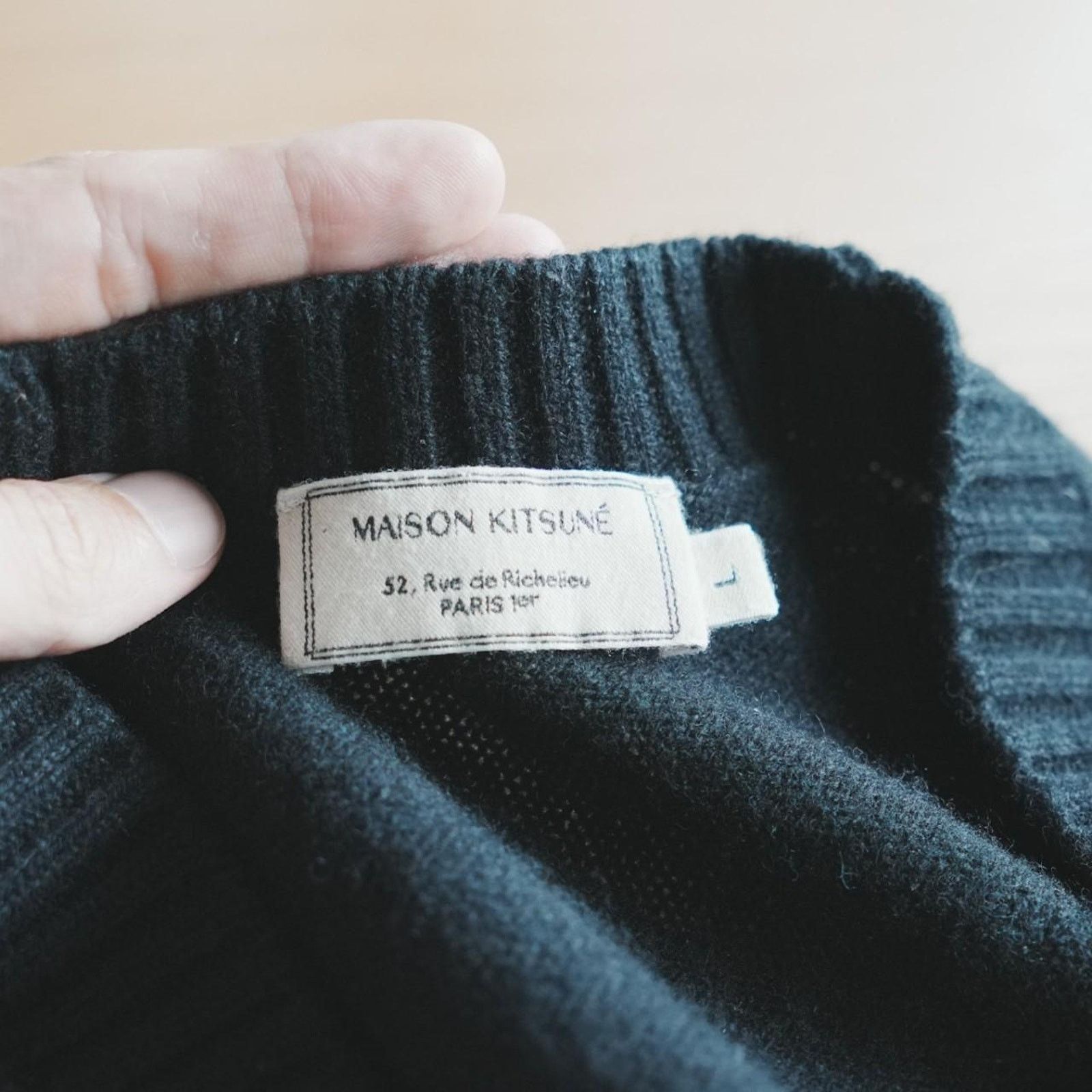 Maison Kitsune Maison Kitsune Black Lambswool Cardigan Size US L / EU 52-54 / 3 - 2 Thumbnail