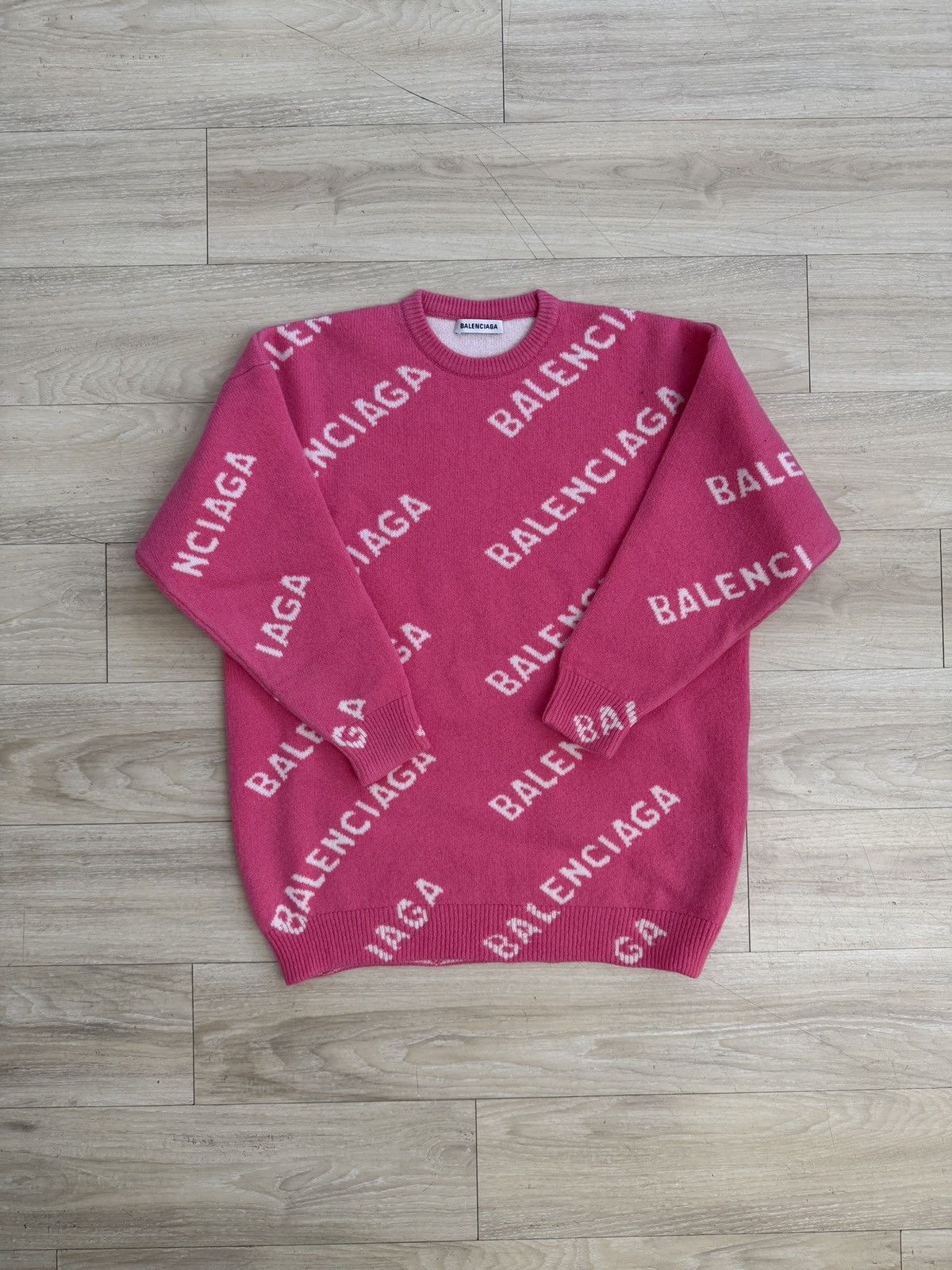 Balenciaga All Over Logo Sweater | Grailed