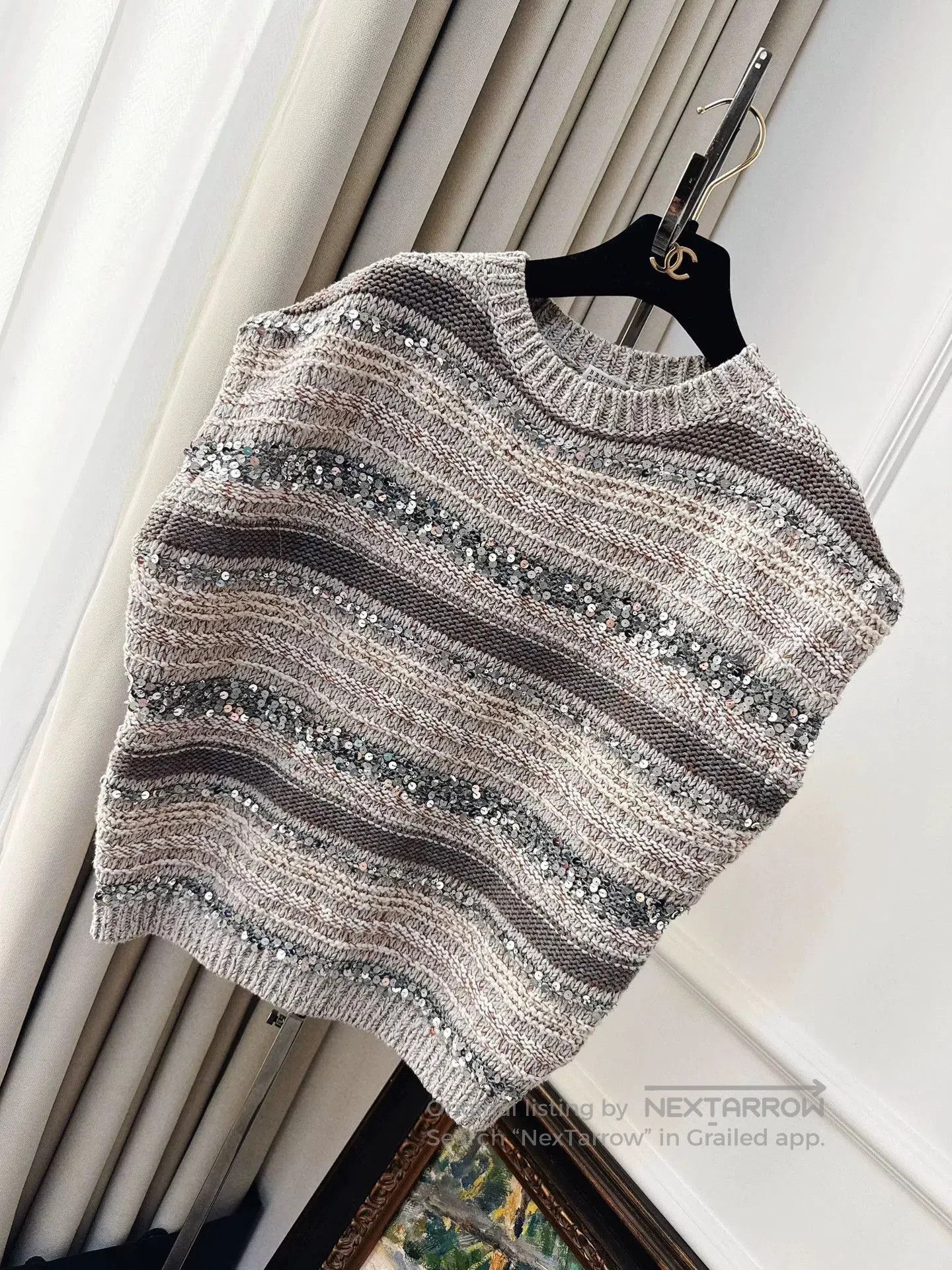 Brunello Cucinelli Brunello Cucinelli Sequin Striped Sleeveless Sweater. Size US XS / EU 42 / 0 - 1 Thumbnail