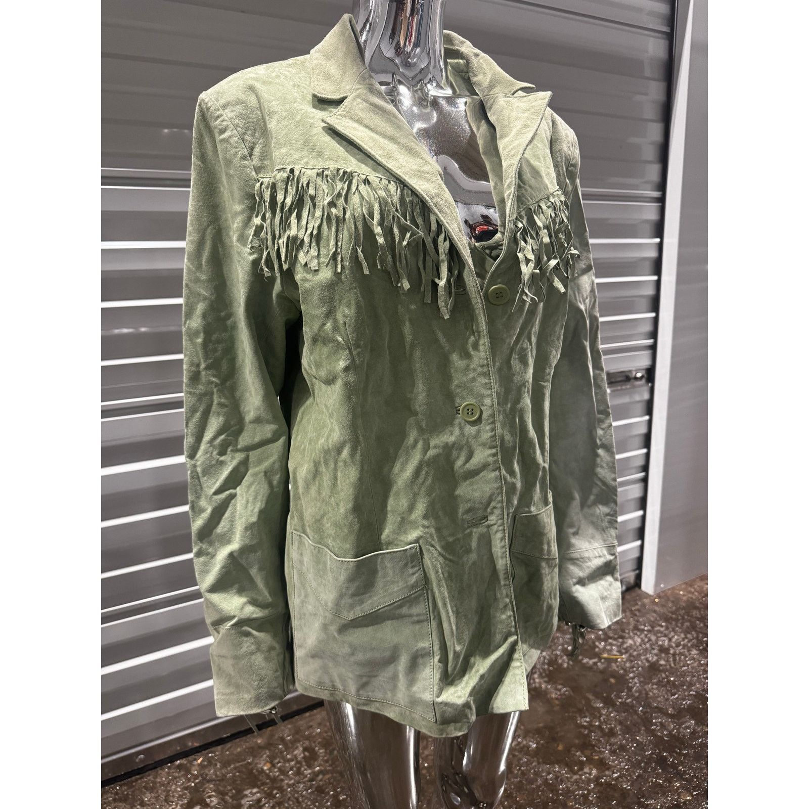 Vintage VTG Green Fringe Jacket Size XL / US 12-14 / IT 48-50 - 3 Thumbnail