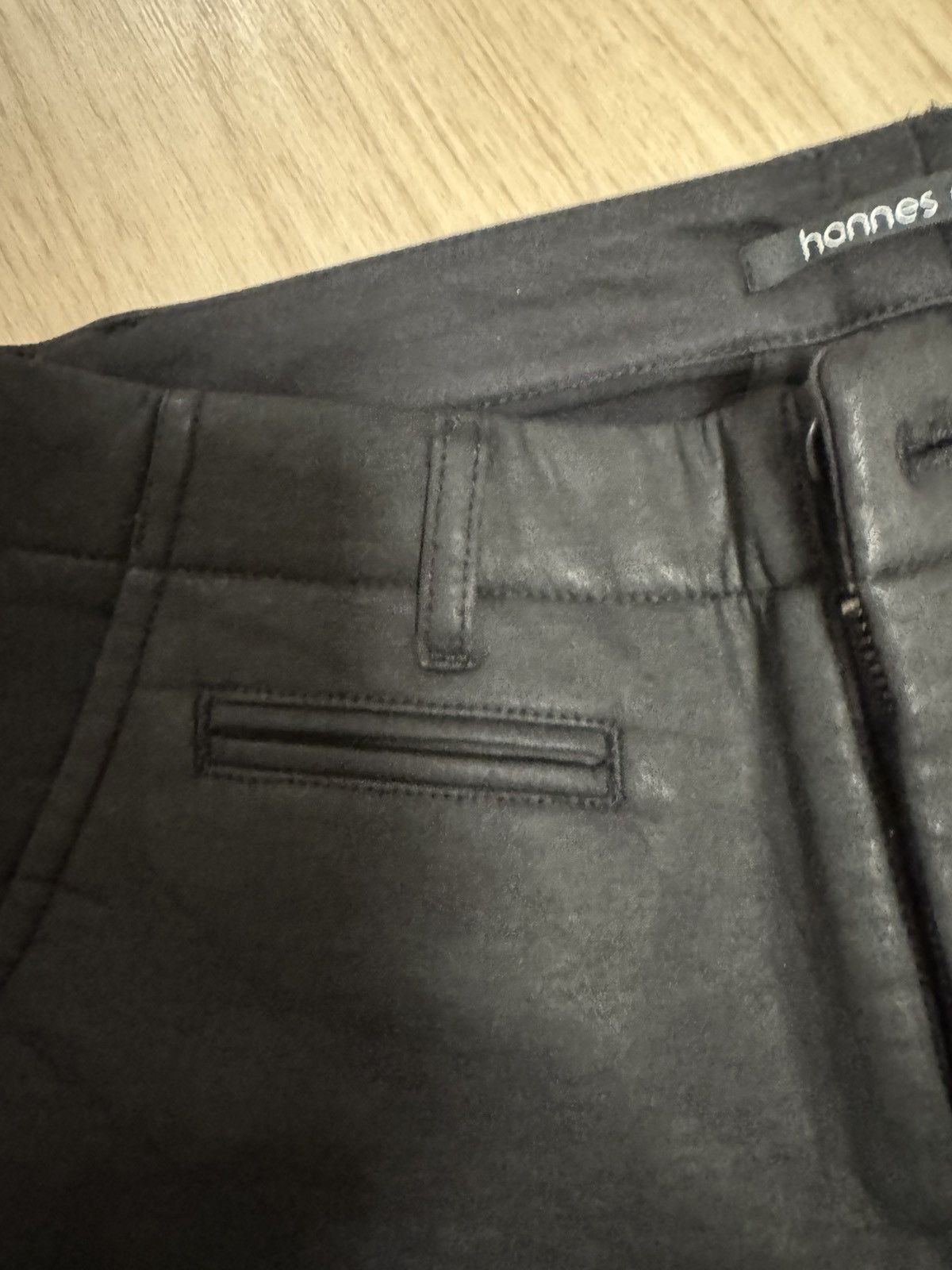 hannes roether Hannes Roether Coated Black Trousers – Size 34 US Size US 34 / EU 50 - 4 Thumbnail