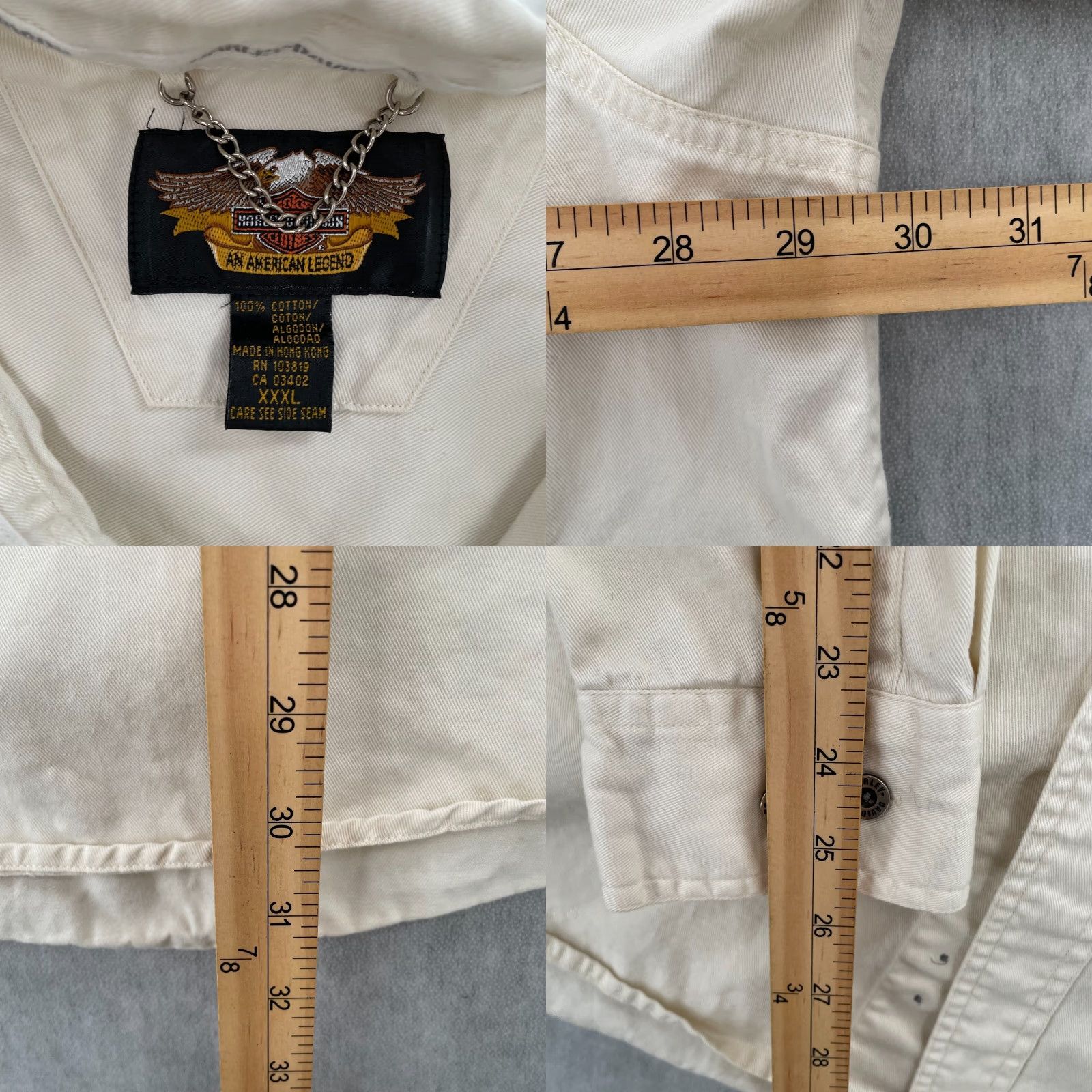 Harley Davidson VINTAGE Harley Davidson Men's Shirt Adult 3XL Cotton Long Sleeve Button-Up Eagle USA Flag Logo Biker Motorcycle 90s Size US XXL / EU 58 / 5 - 8 Thumbnail