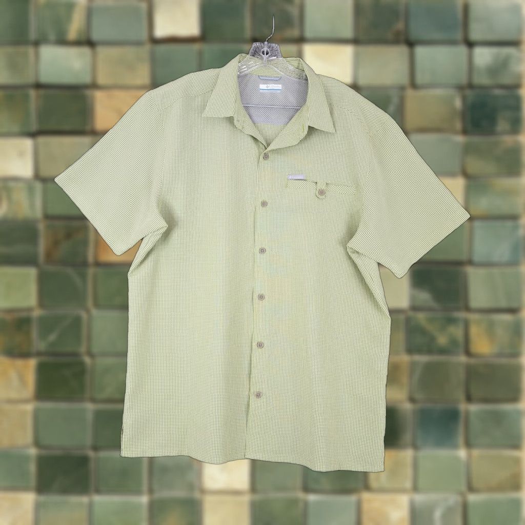 Vintage Columbia Shirt Mens Short Sleeve Button-Up Green Patterned Size L Size US 33 - 1 Thumbnail