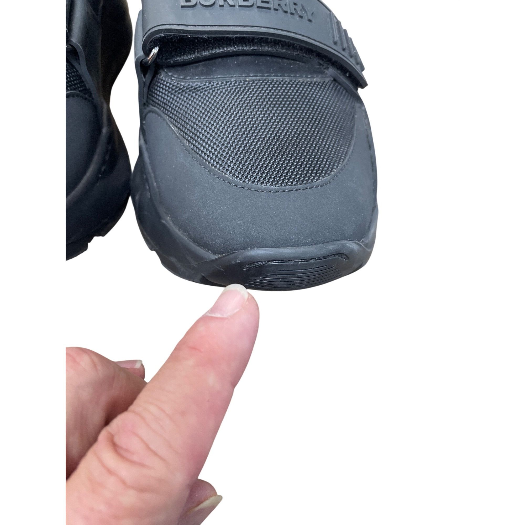Burberry Burberry Auth Mens Black Kingdom Leather Hook loop Mesh Snea Size US 13 / EU 46 - 18 Thumbnail