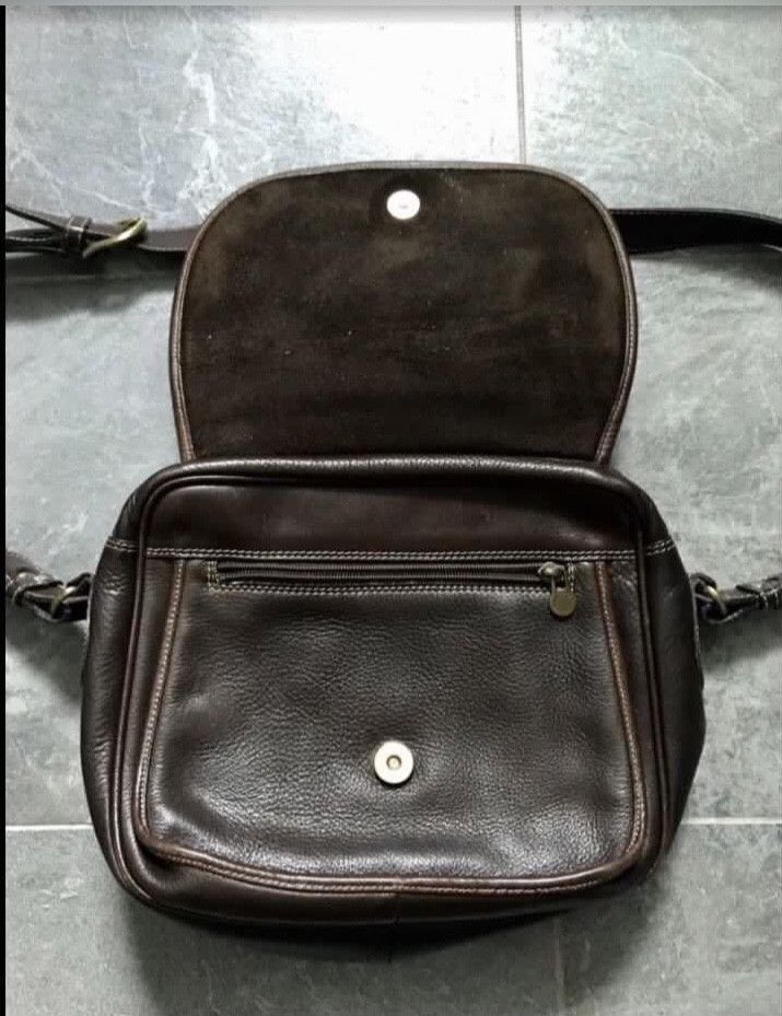 Genuine Leather Vintage Unisex Travertino Italy Full Leather Sling Bag Size ONE SIZE - 3 Thumbnail