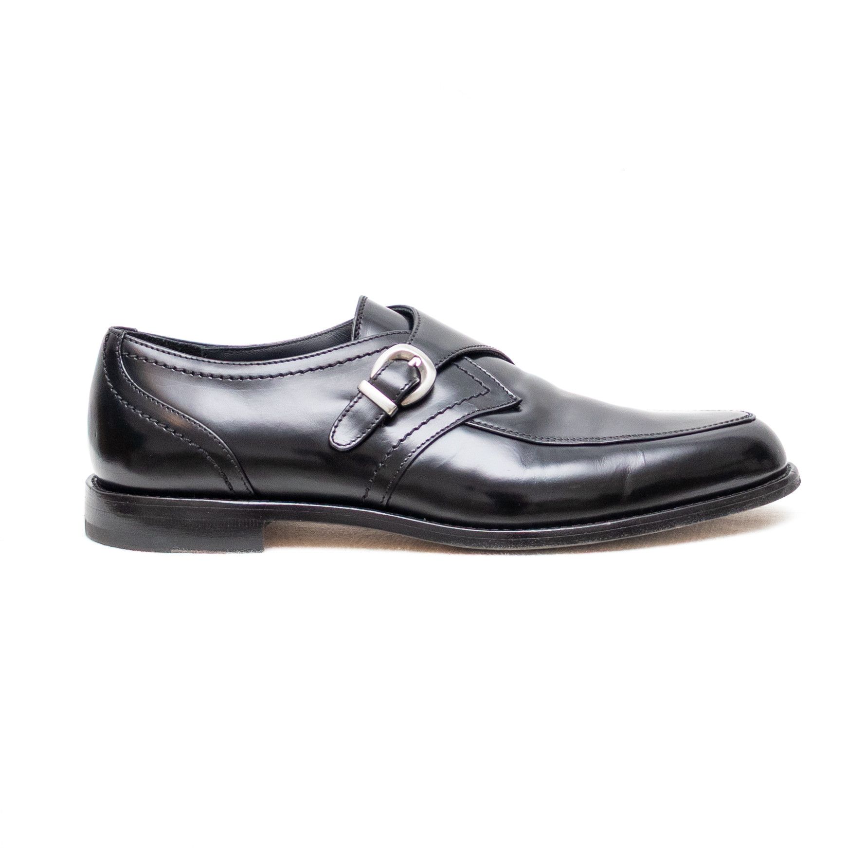 ALESSANDRO VASINI Alessandro Vasini Men’s Black Leather Monk Strap Shoes US 8 Size US 8 / EU 41 - 3 Thumbnail