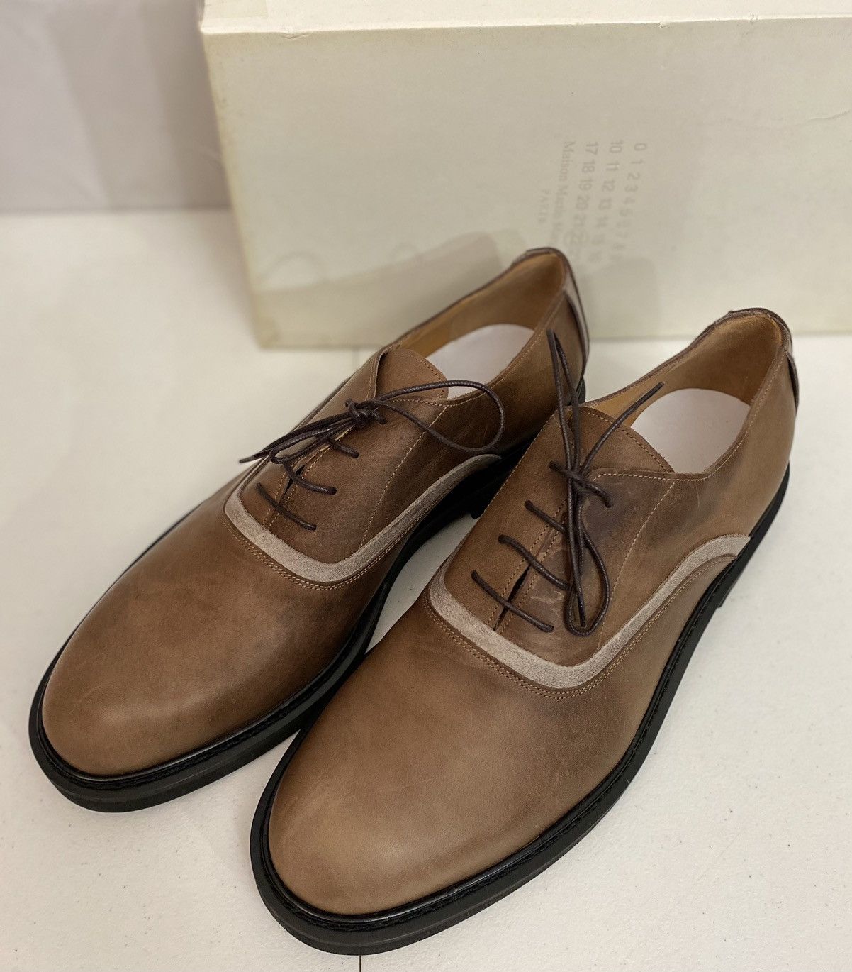Maison Margiela Maison Margiela 22 🇮🇹 Brown Leather Suede Trim Oxfords 13 New Size US 13 / EU 46 - 17 Thumbnail